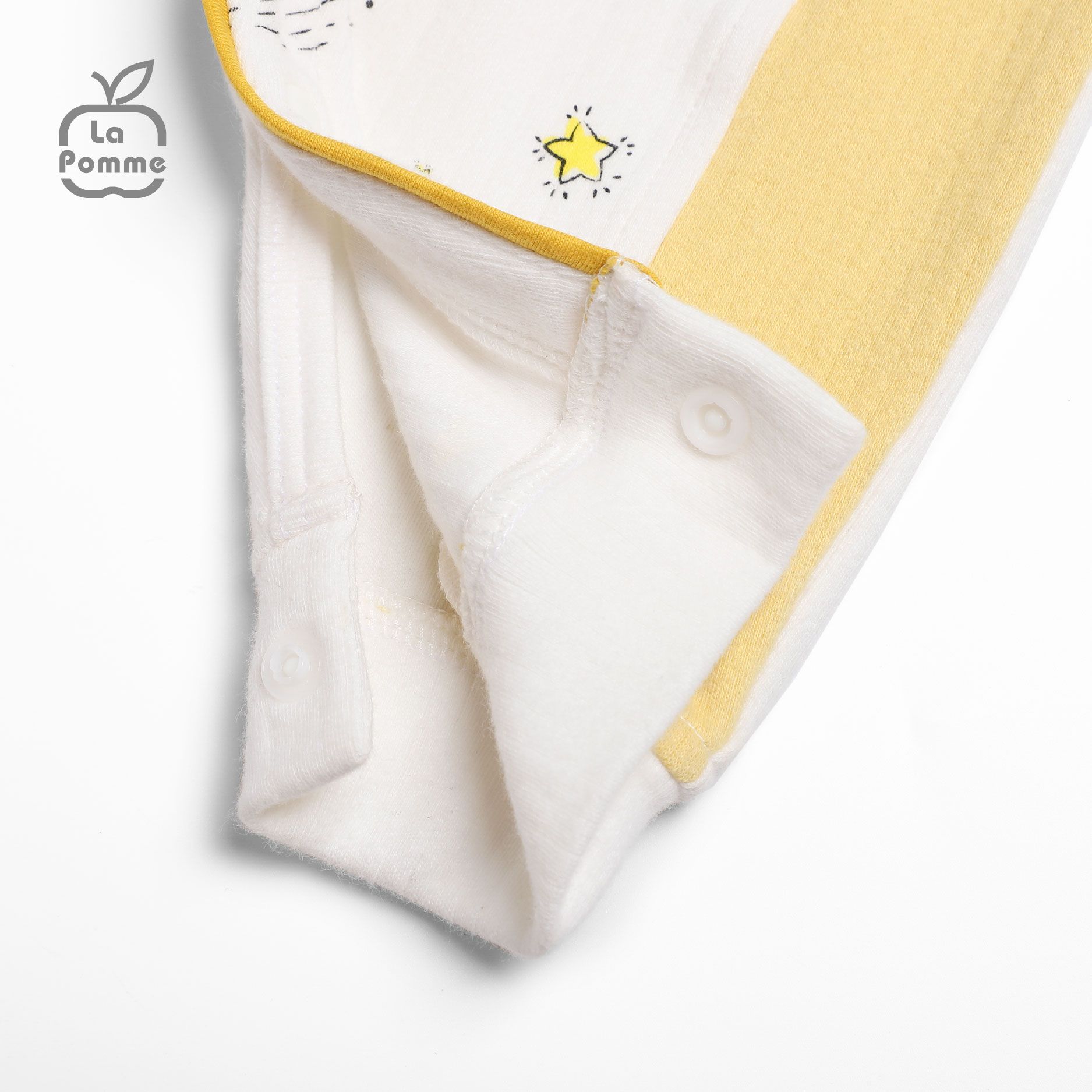 JL060 Body dài tay La Pomme Ngôi sao nhỏ - Trắng Vàng