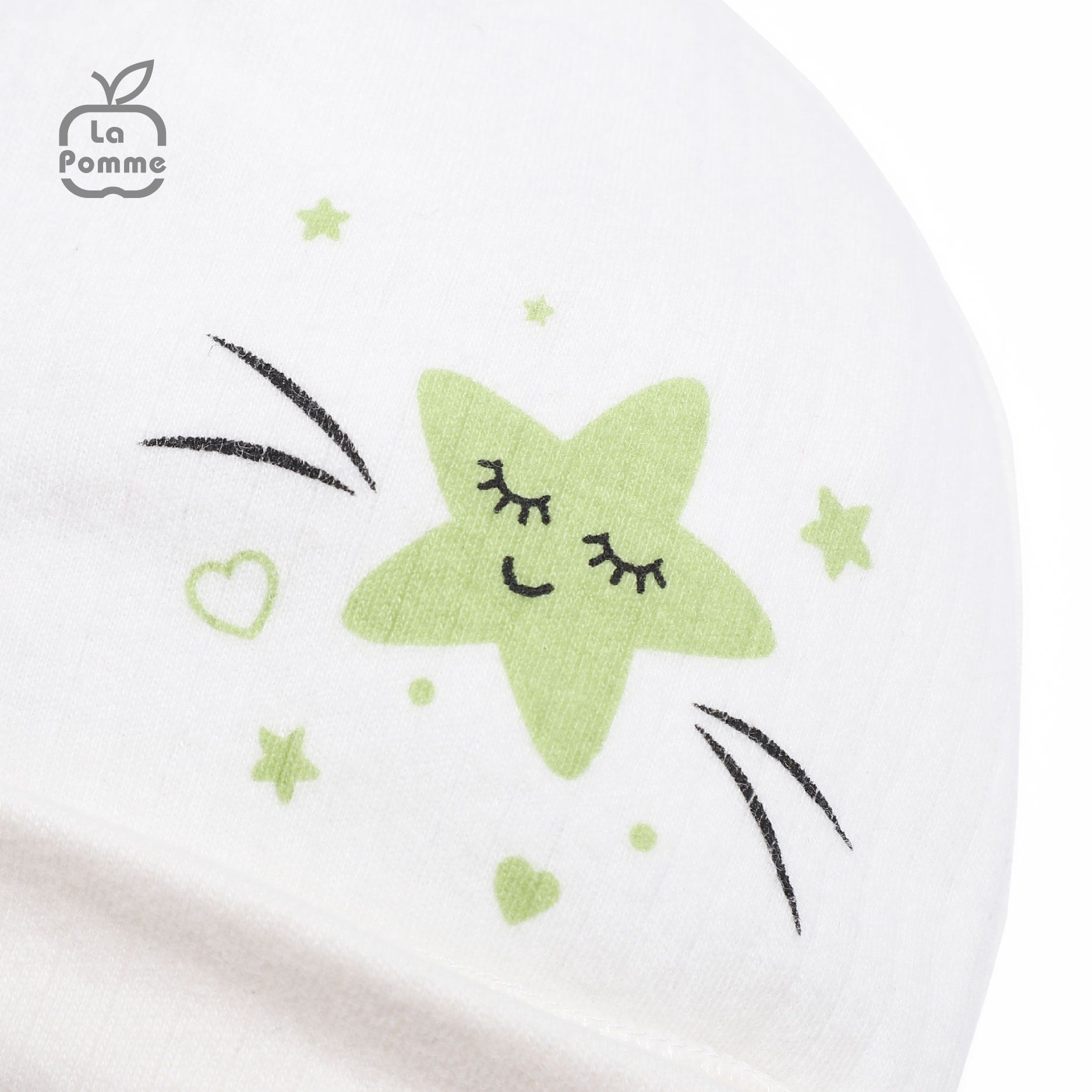 H060 Mũ sơ sinh La Pomme Ngôi sao nhỏ - 0M Trắng Xanh