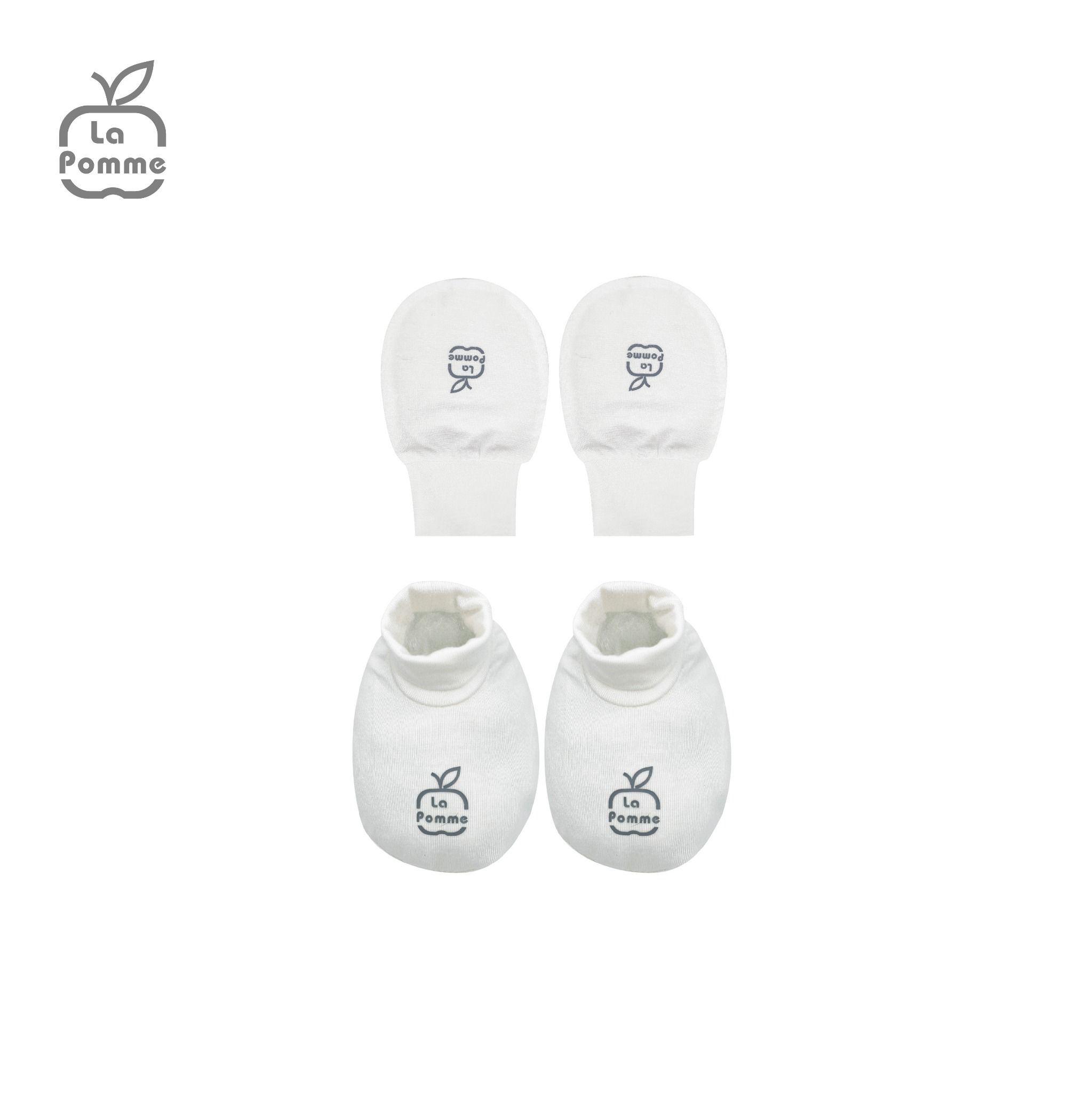 Set bao tay bao chân La Pomme Teddy Bear - Trắng