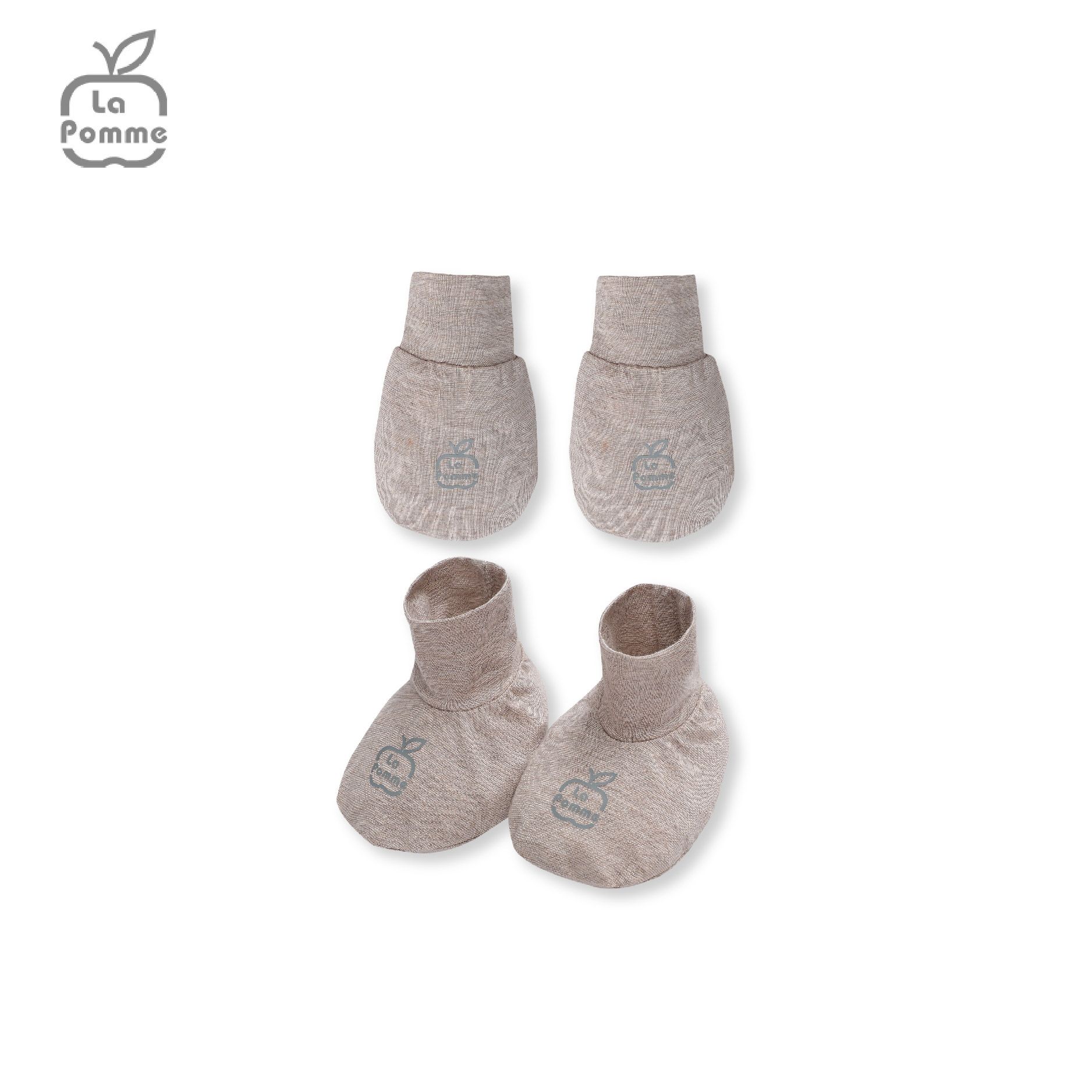 Set bao tay bao chân La Pomme Baby Racoon - Ghi