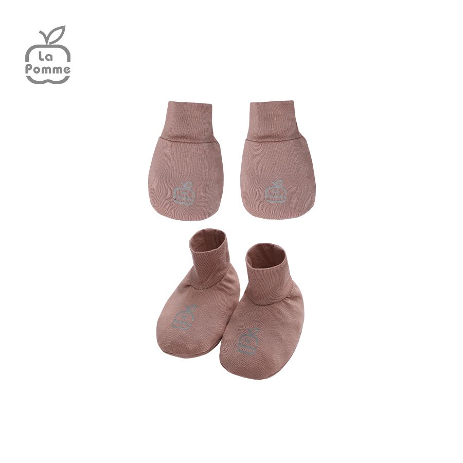 Set bao tay bao chân La Pomme trơn pastel - Nâu