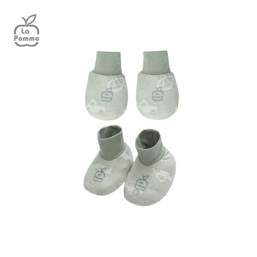 Set bao tay bao chân La Pomme Little Car - Xanh