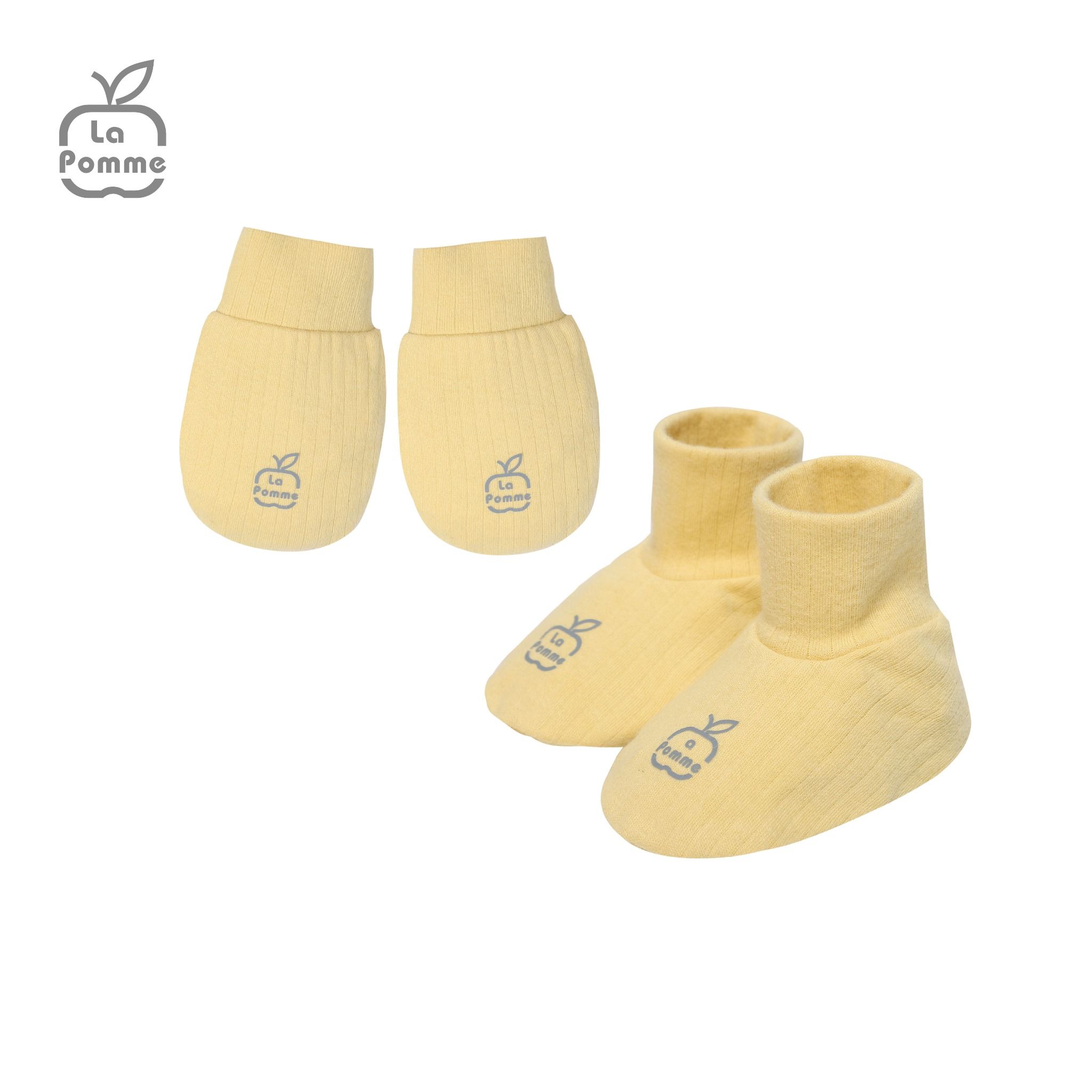 GHF060 Set bao tay bao chân La Pomme Ngôi sao nhỏ - 0M Trắng Vàng