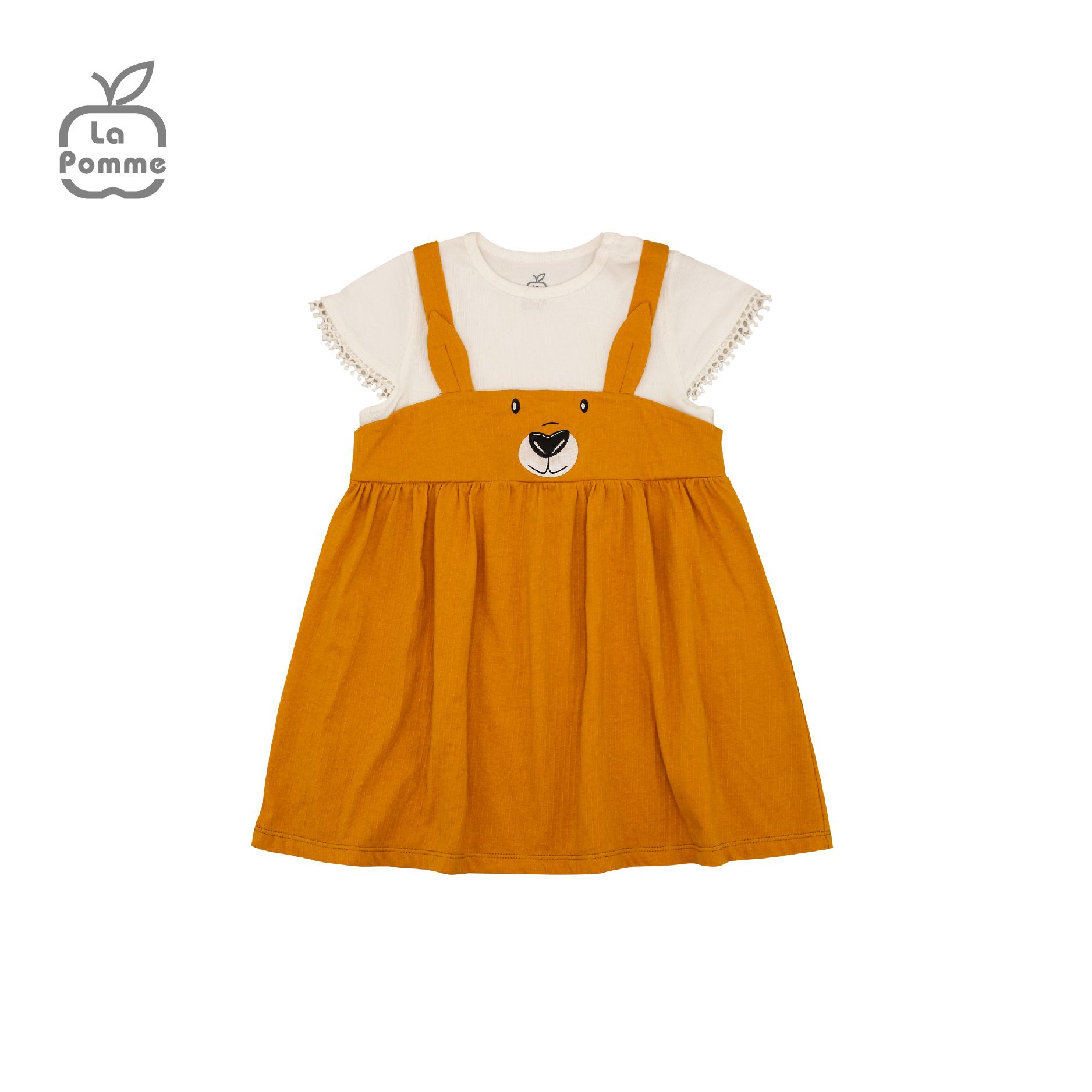 AD002 Đầm sát nách La Pomme Chuột túi - Trắng Cam
