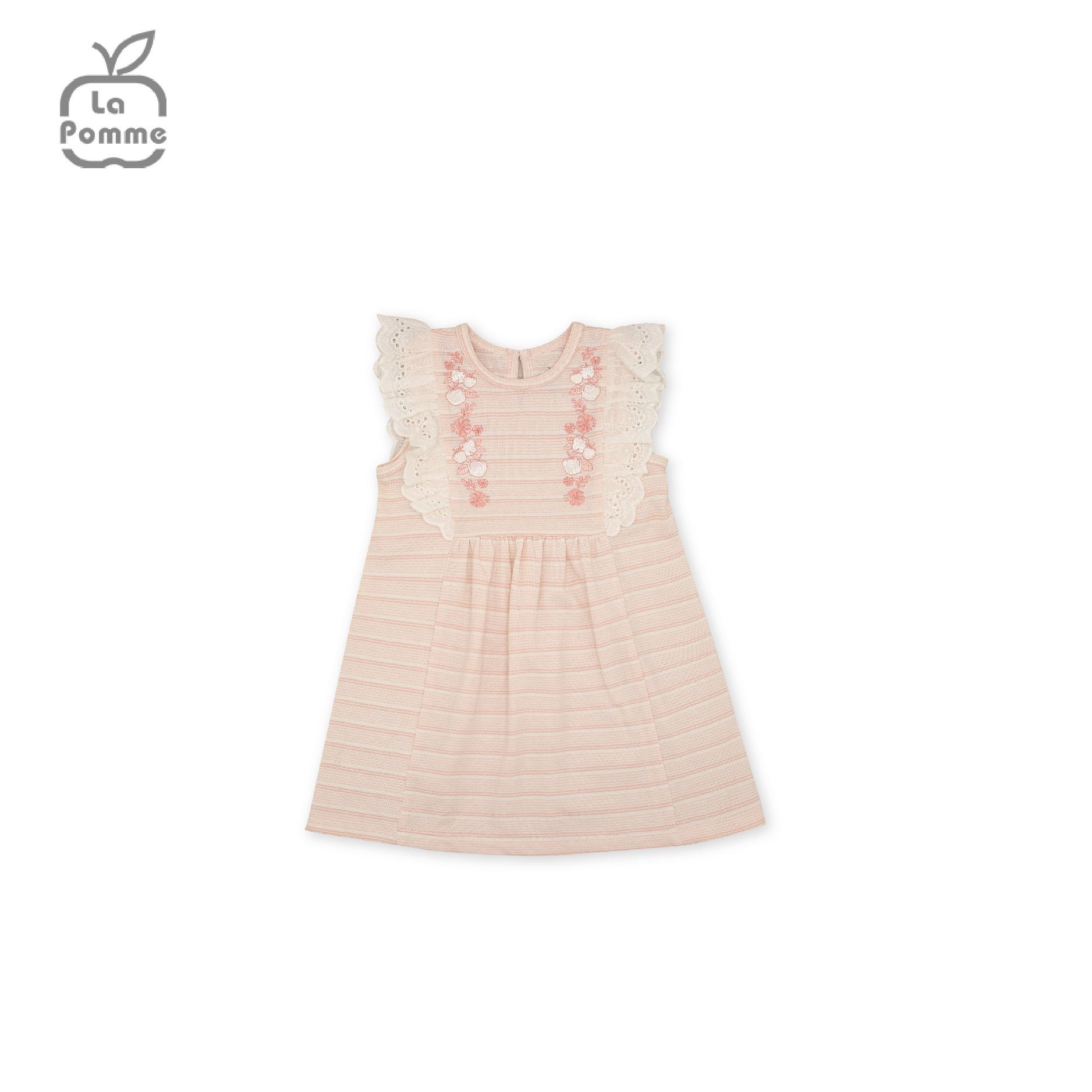 AD004 Đầm sát nách La Pomme thêu Táo nhỏ - Hồng