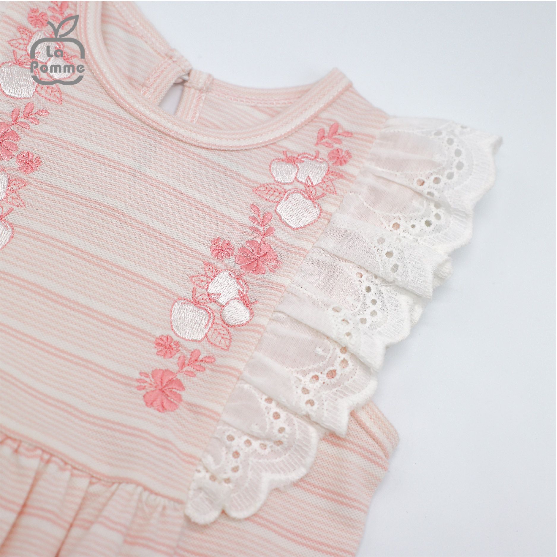 AD004 Đầm sát nách La Pomme thêu Táo nhỏ - Hồng