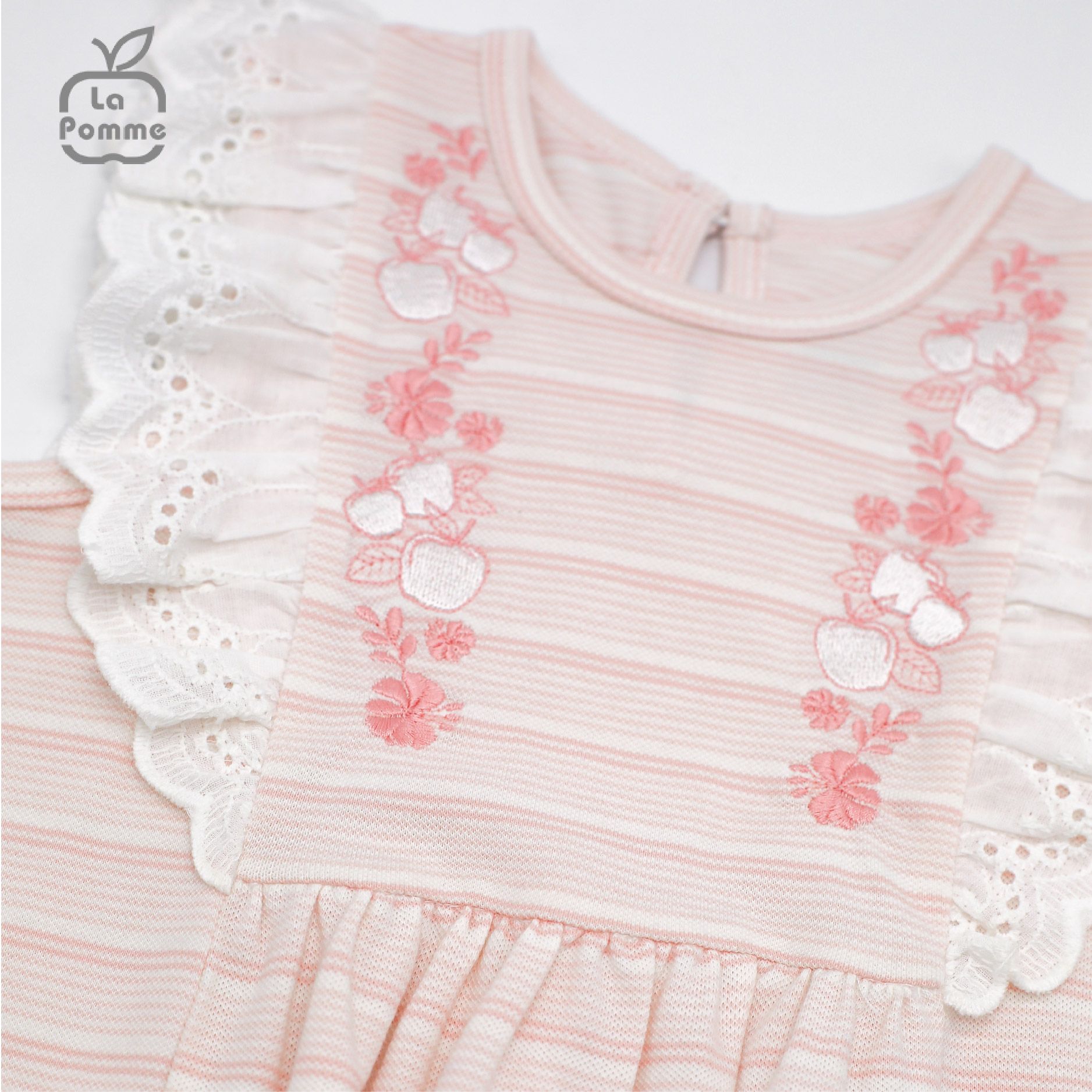 AD004 Đầm sát nách La Pomme thêu Táo nhỏ - Hồng