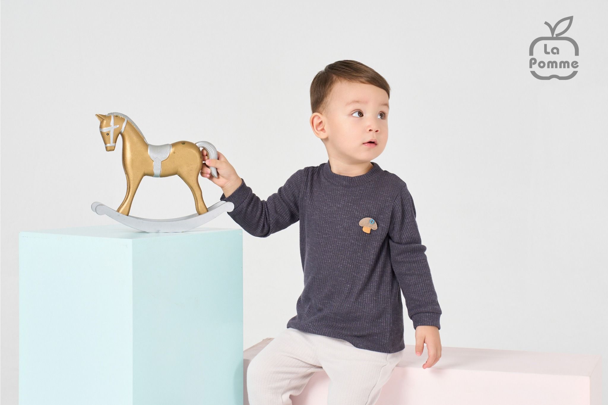 Áo Cổ 3cm La Pomme len gân