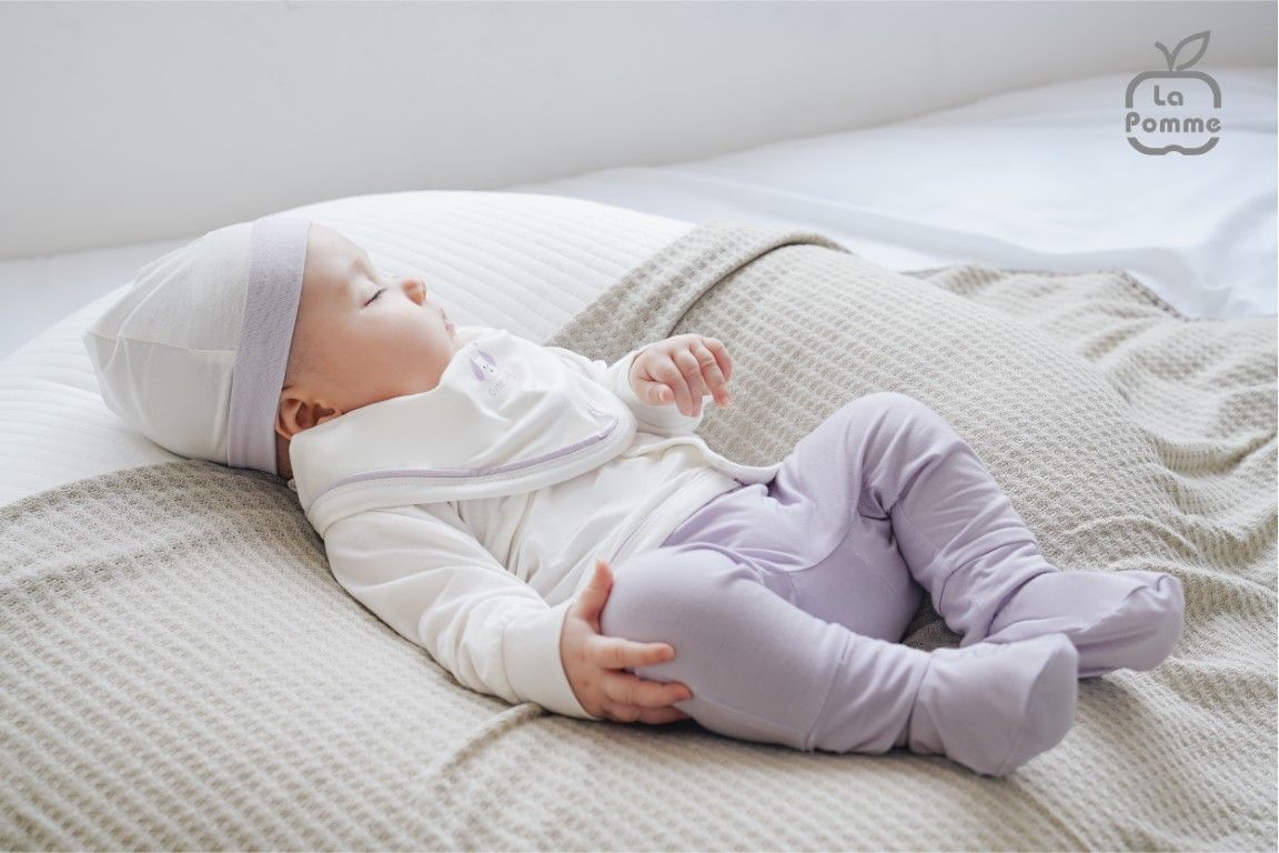 Bộ dài tay La Pomme cúc giữa baby kisses - Tím