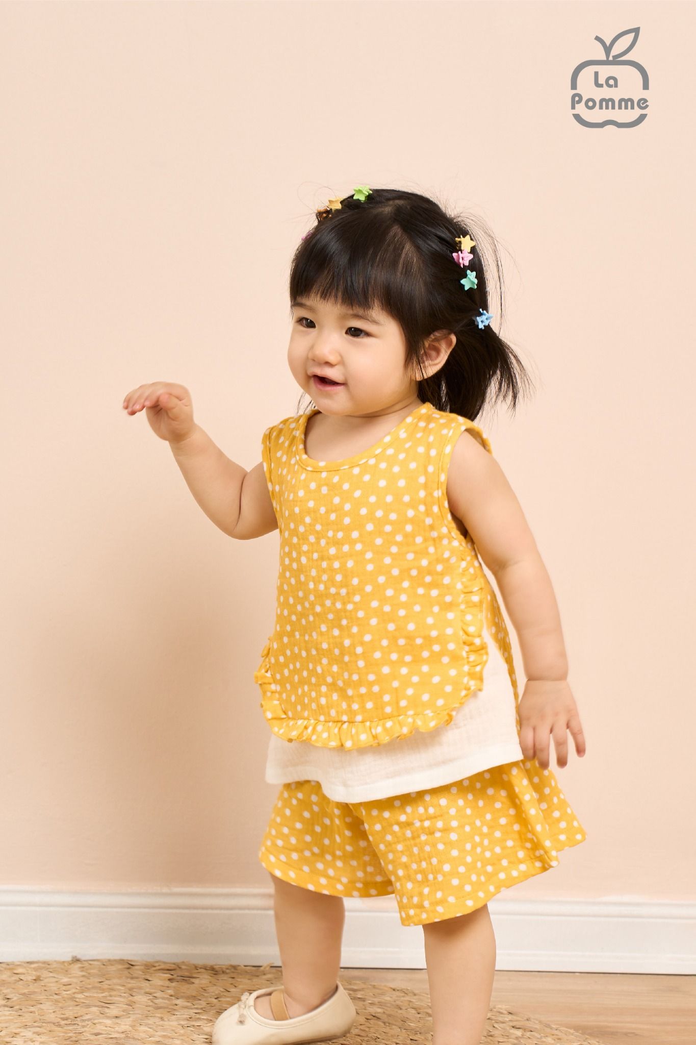 Bộ sát nách La Pomme bèo nhún - Xanh