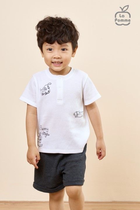 Bộ cộc tay La Pomme truy tìm cún con - Trắng