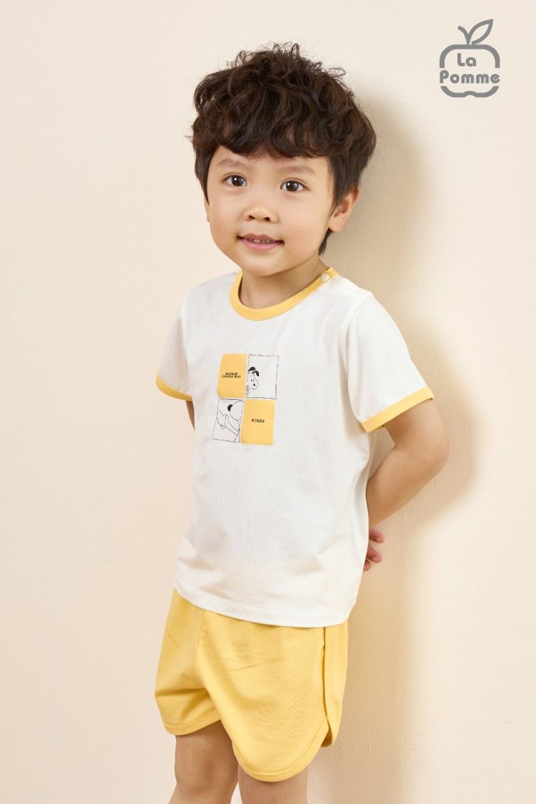 Bộ cộc tay La Pomme chú chó Scoopy - Xanh ghi