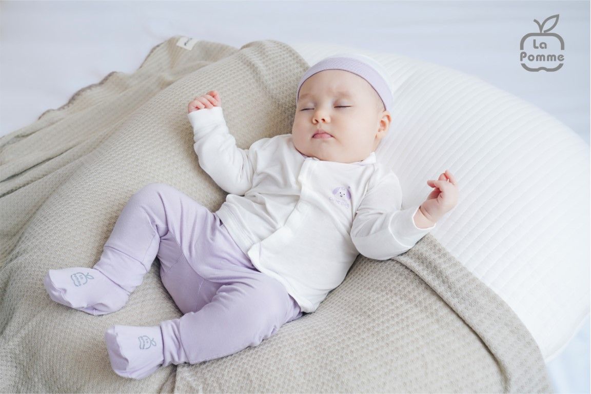 Bộ dài tay La Pomme cúc giữa baby kisses - Tím