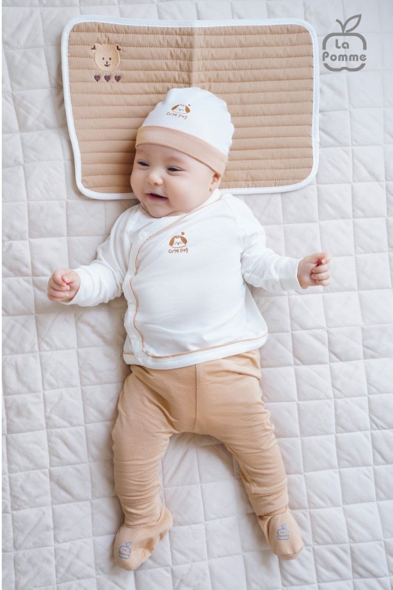 Bộ dài tay La Pomme cúc lệch baby kisses - Tím