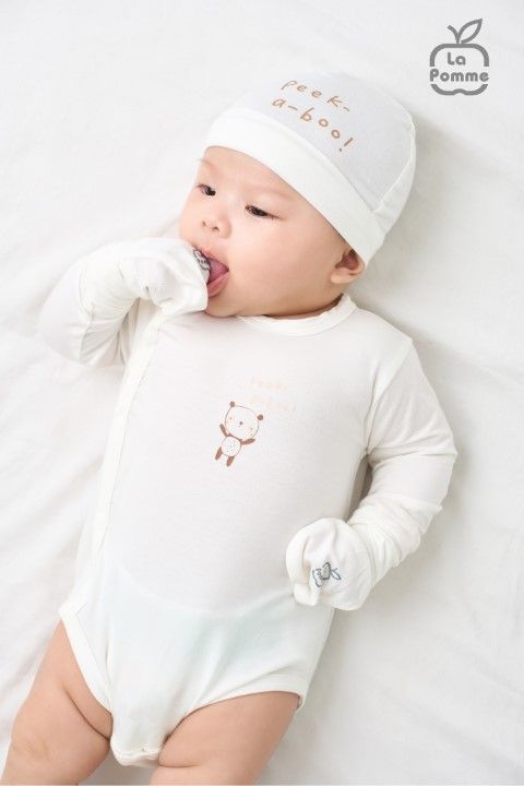Body chip dài tay La Pomme gấu nhỏ ú oà - Be