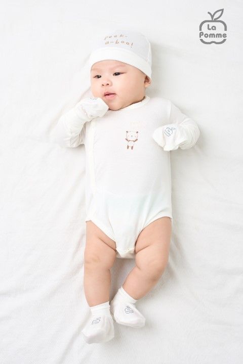 Bộ dài tay La Pomme cúc giữa gấu nhỏ ú oà - Be
