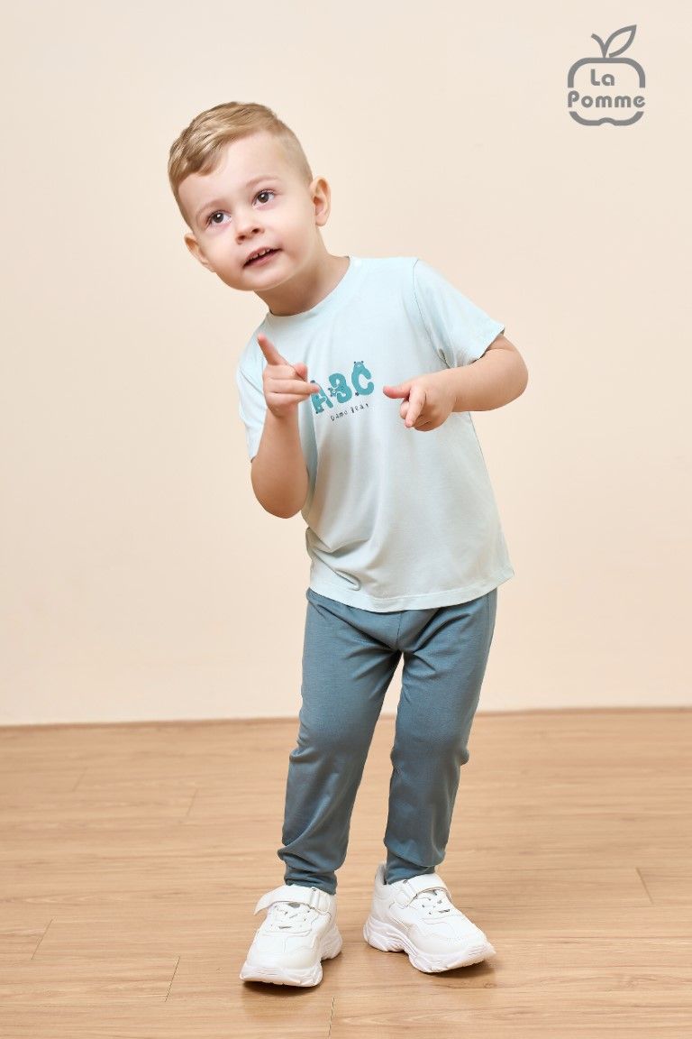 Bộ cộc tay quần dài La Pomme bảng chữ cái vui nhộn - Xanh