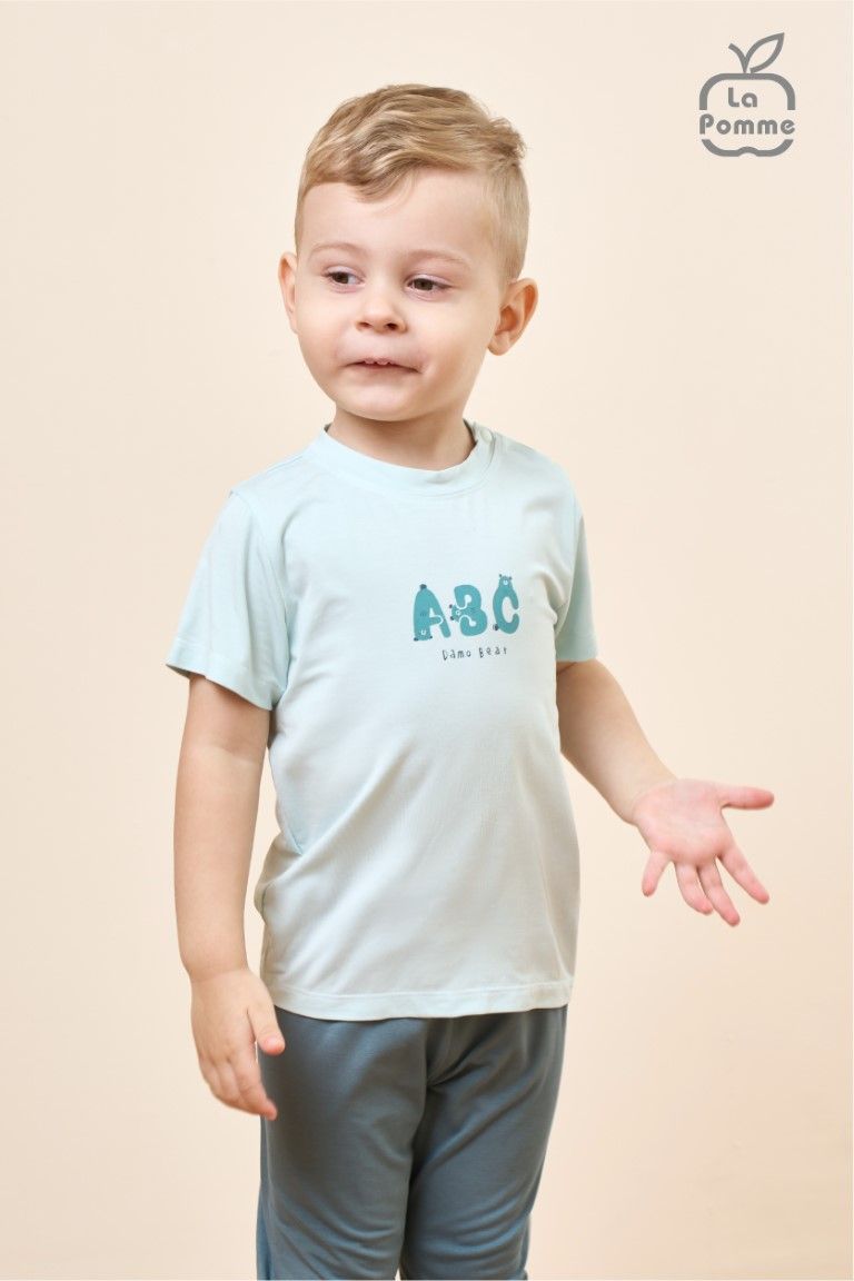 Bộ cộc tay quần dài La Pomme bảng chữ cái vui nhộn - Trắng
