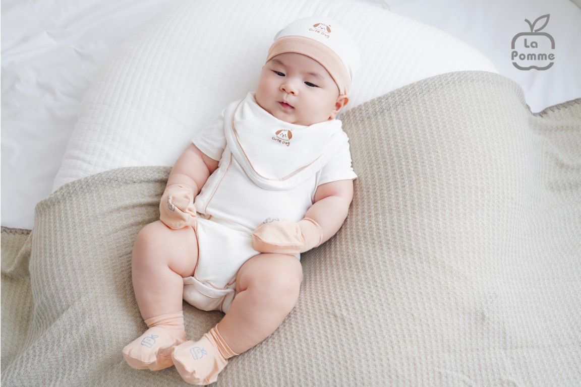 Body chip cộc tay La Pomme baby kisses - Nâu