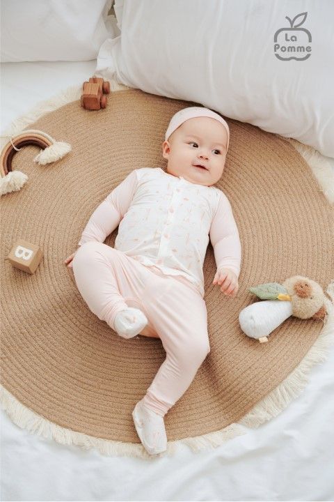 Bộ dài tay La Pomme cúc giữa Petit - Trắng
