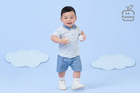  Bộ cộc tay Polo La Pomme Ngôi sao nhỏ - Xanh 