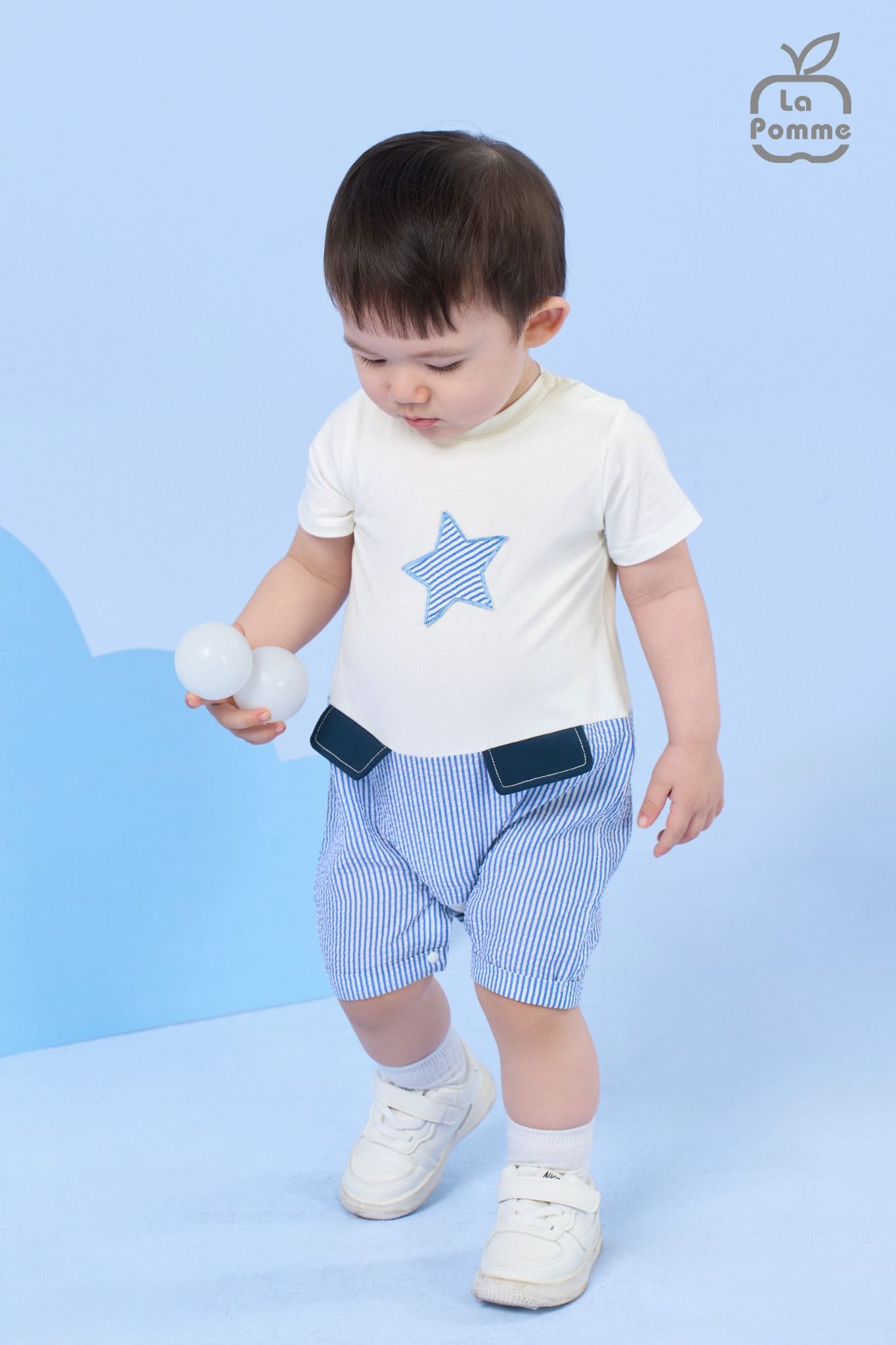 Bộ body liền cộc tay La Pomme in hoạ tiết