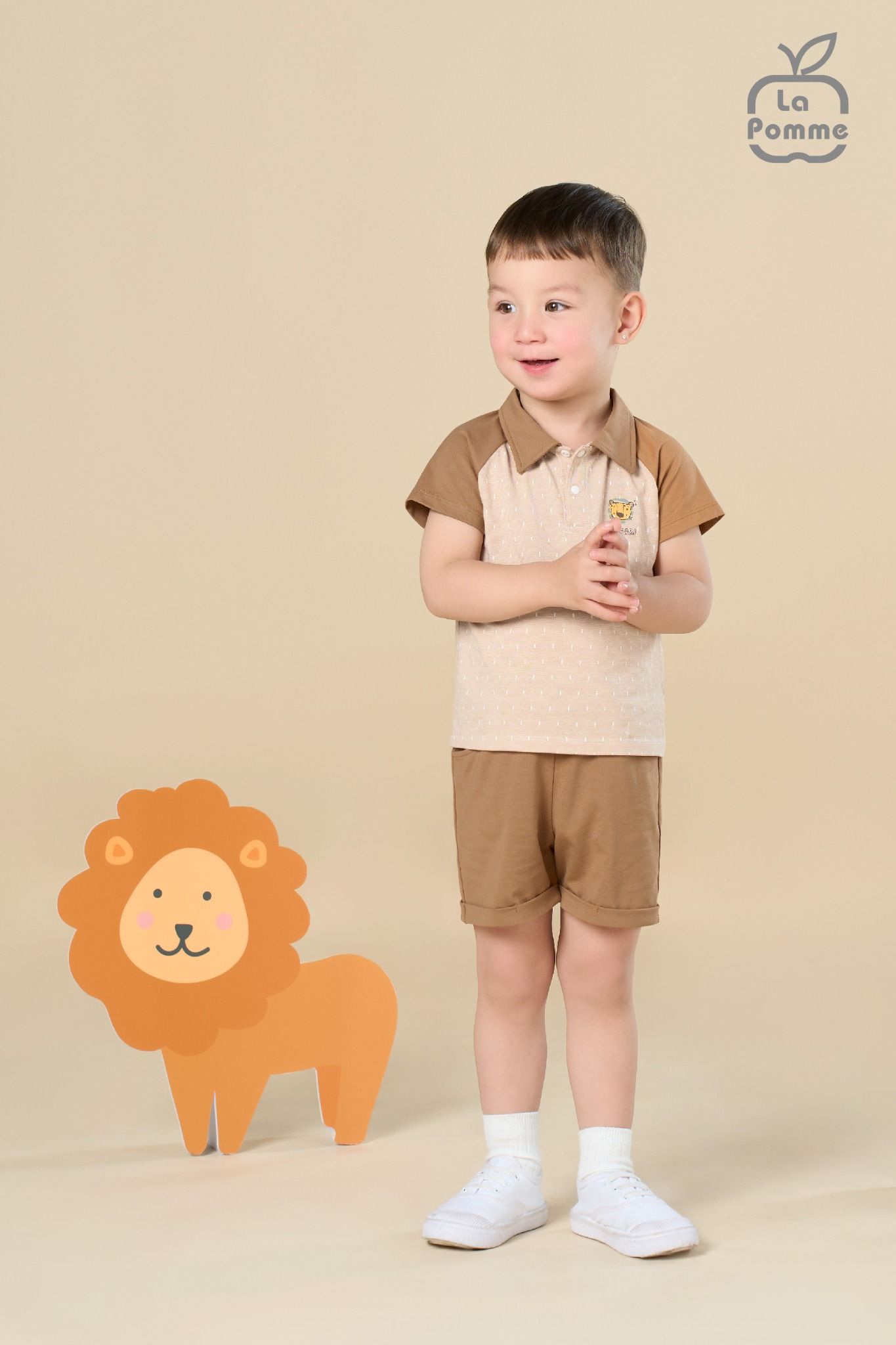 Bộ cộc tay Polo La Pomme hoạ tiết dễ thương