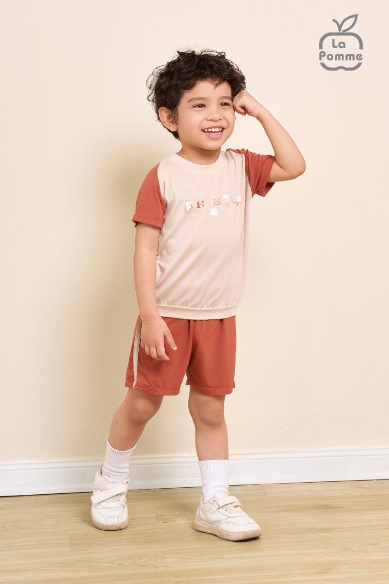 Bộ cộc tay La Pomme raglan sắc màu
