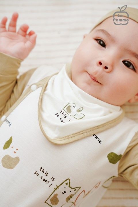 Bộ dài tay La Pomme cúc lệch lovely baby - Nâu