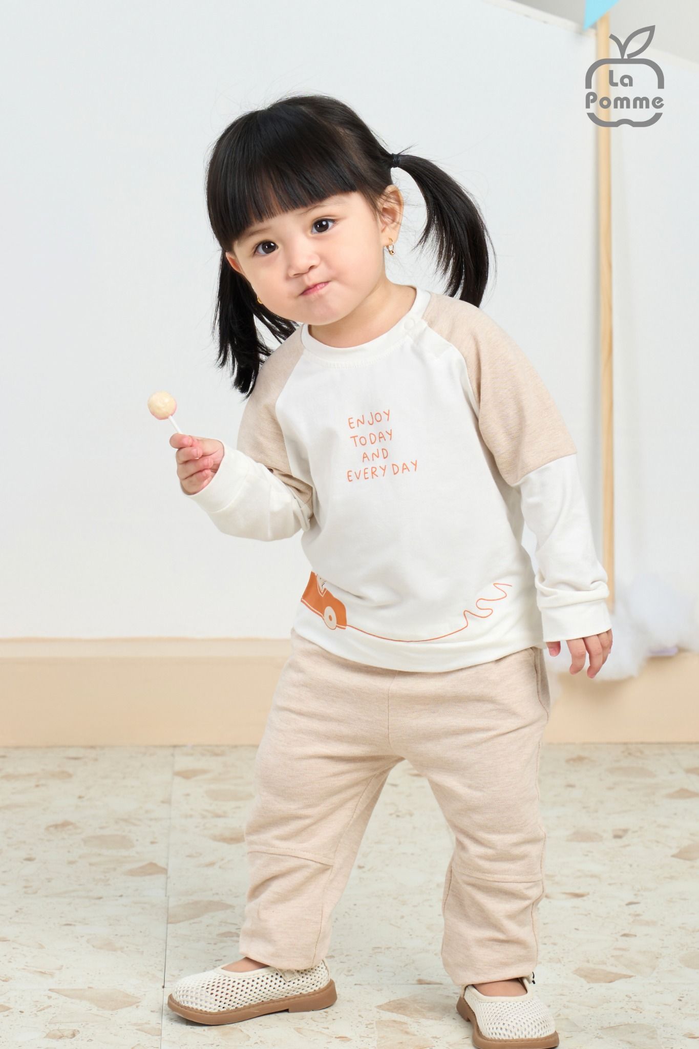 Bộ dài tay La Pomme phối màu Ô tô