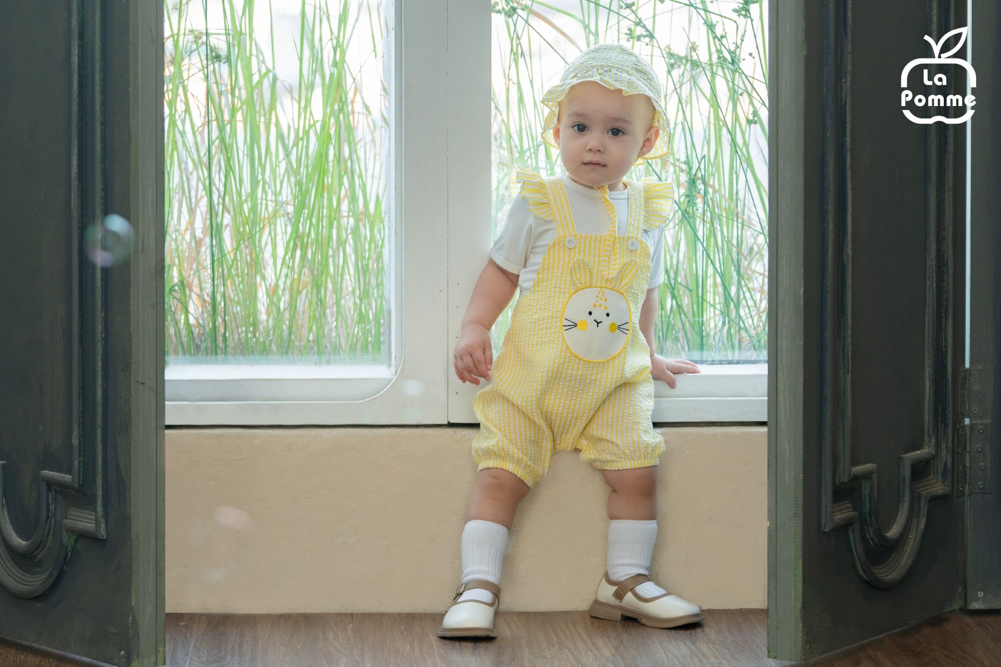 Bộ yếm rời kèm áo cộc tay La Pomme Thỏ Con Nhí Nhảnh