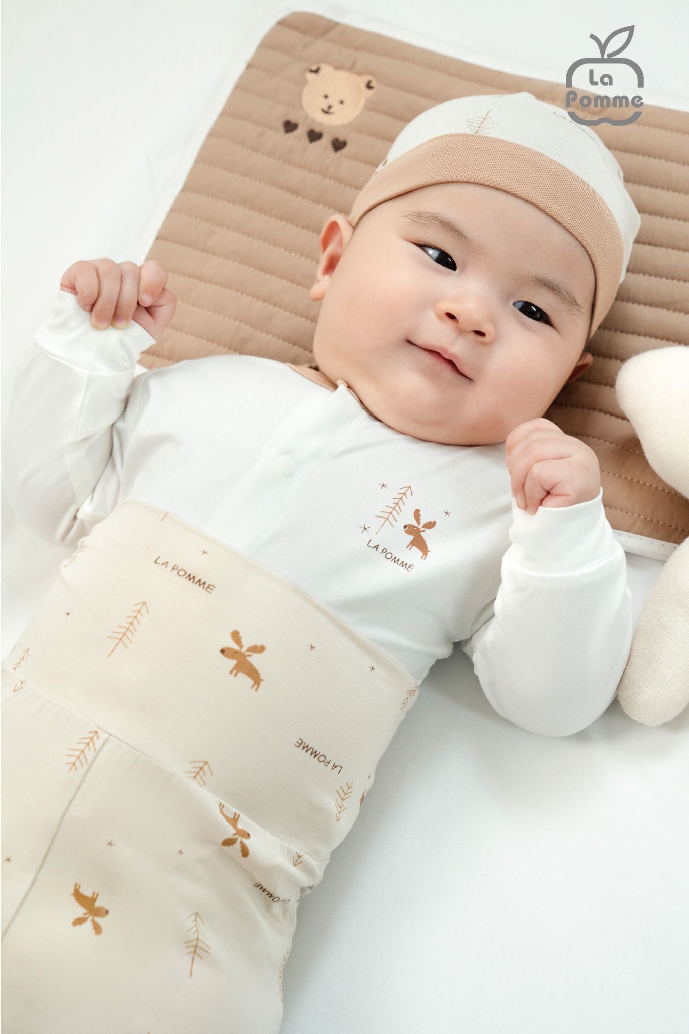 Bộ dài tay La Pomme cúc giữa Hươu nhỏ