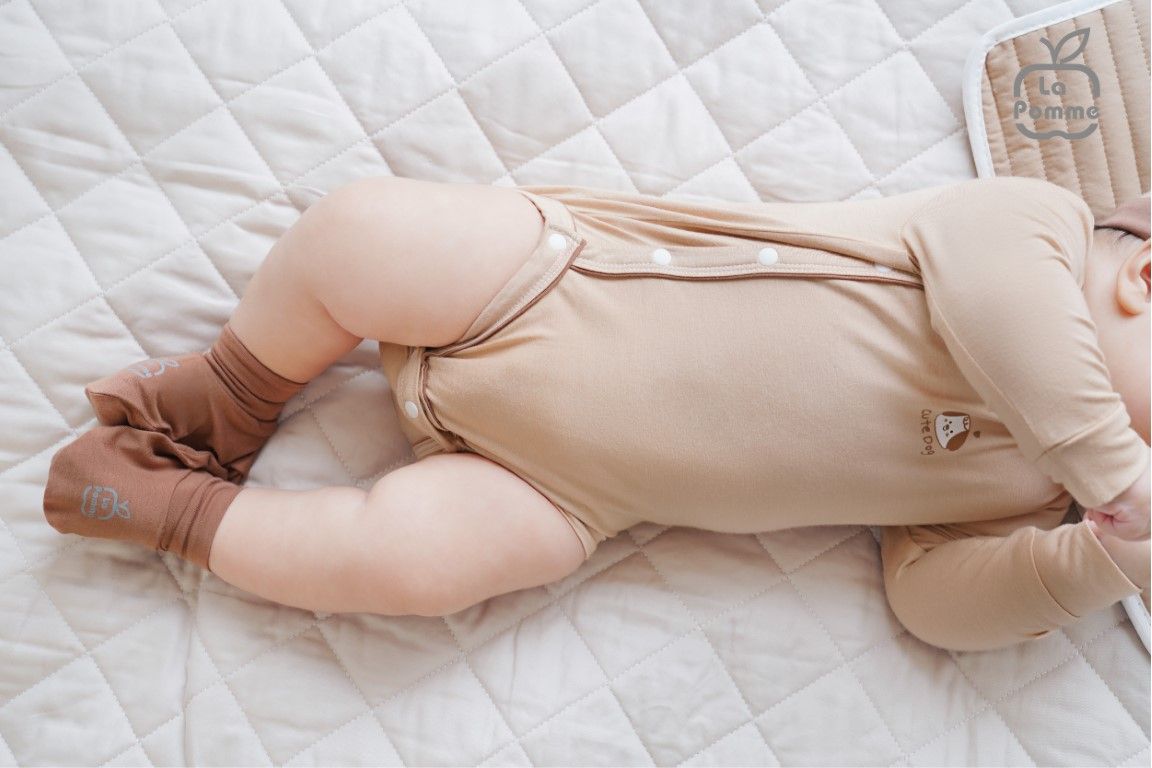 Body chip dài tay La Pomme baby kisses - Nâu