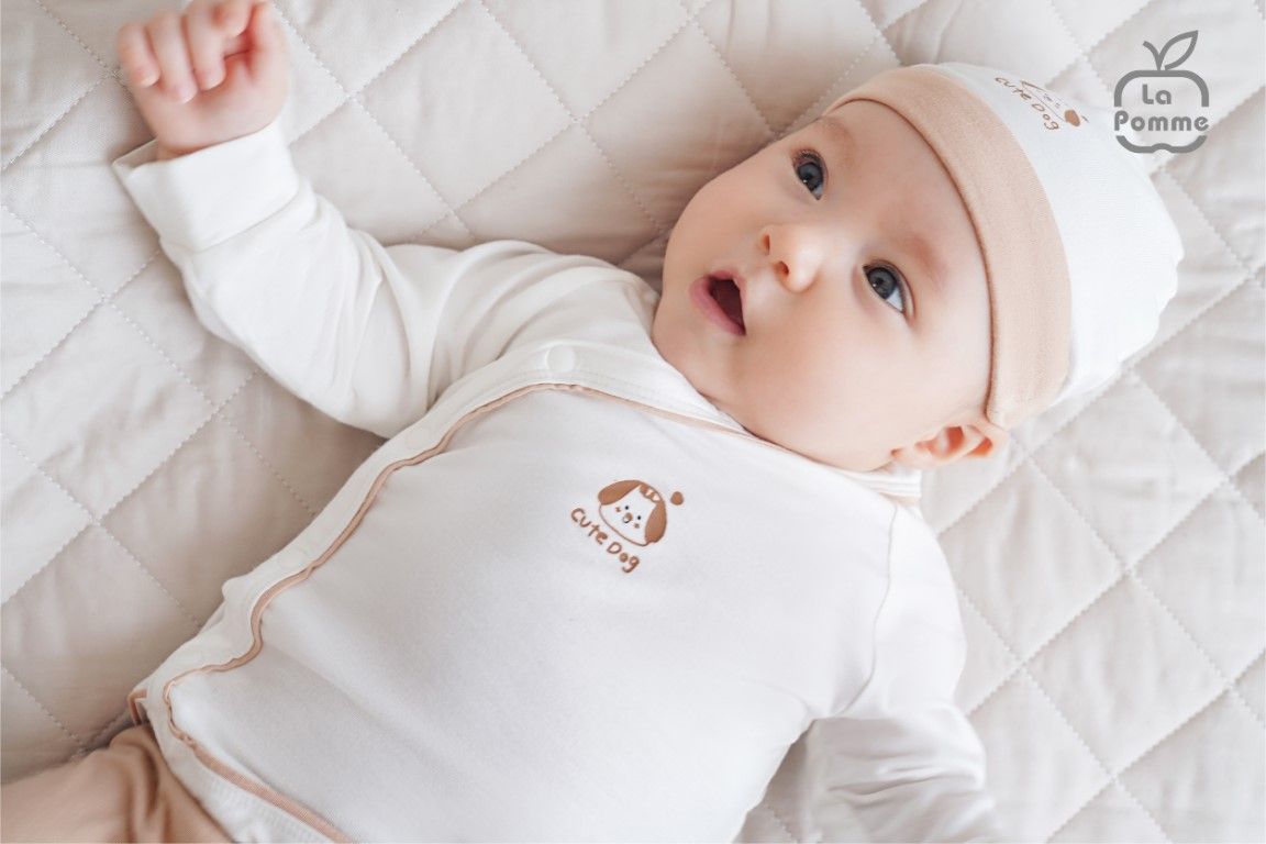 Bộ dài tay La Pomme cúc lệch baby kisses - Tím