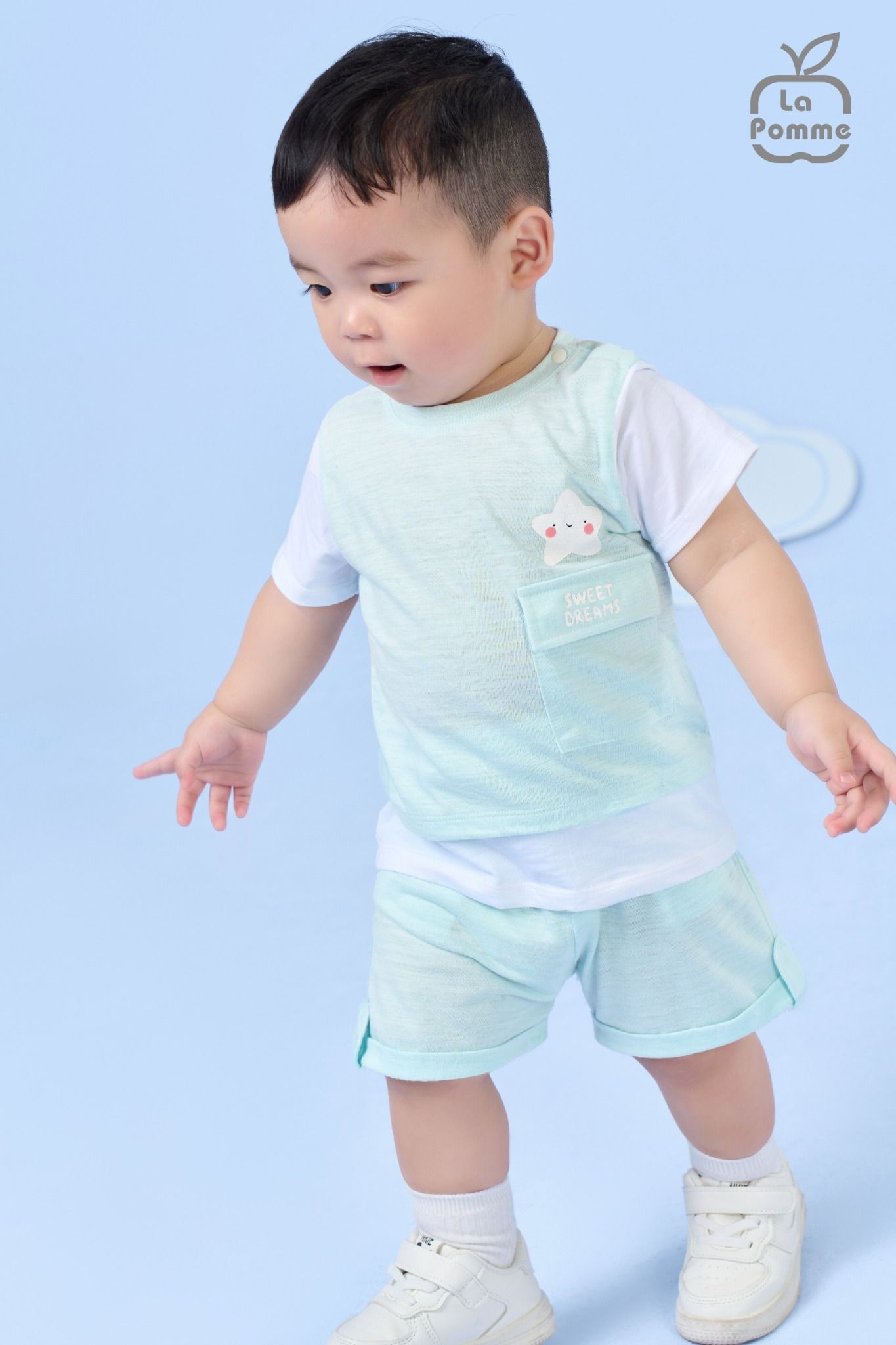 Bộ cộc tay La Pomme Giấc mơ ngọt ngào - Xanh