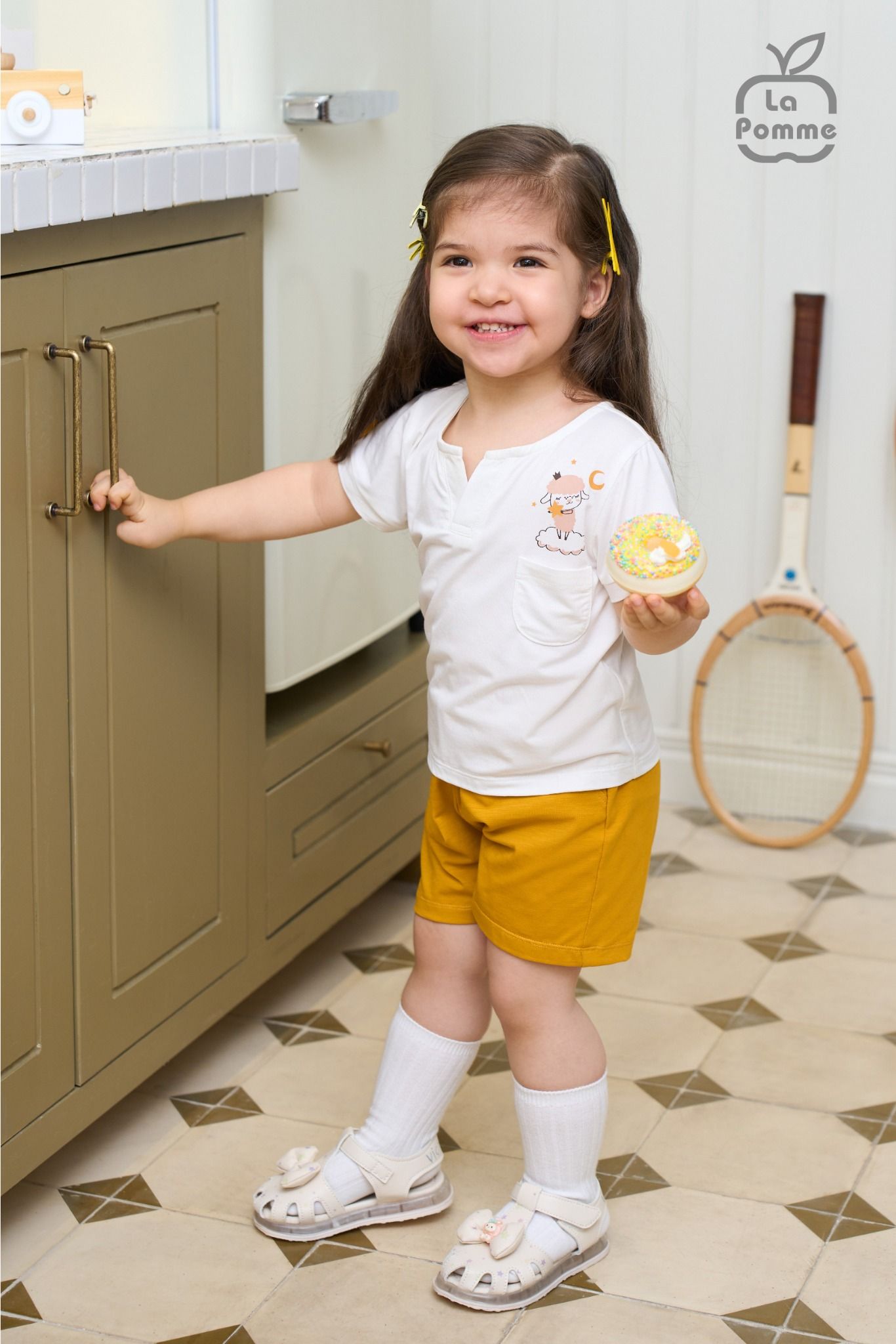 Bộ cộc tay La Pomme hoạ tiết gập gấu năng động
