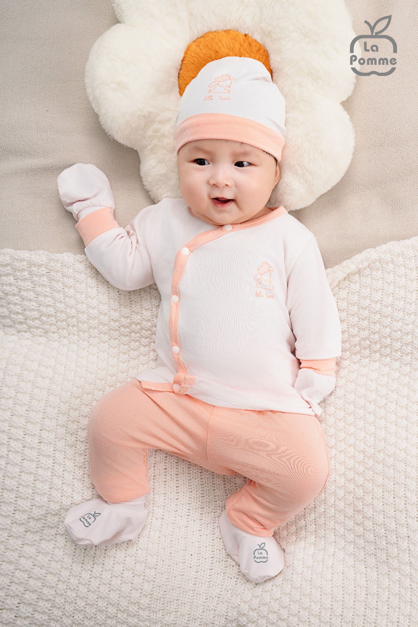 Bộ dài tay cúc lệch La Pomme phối màu