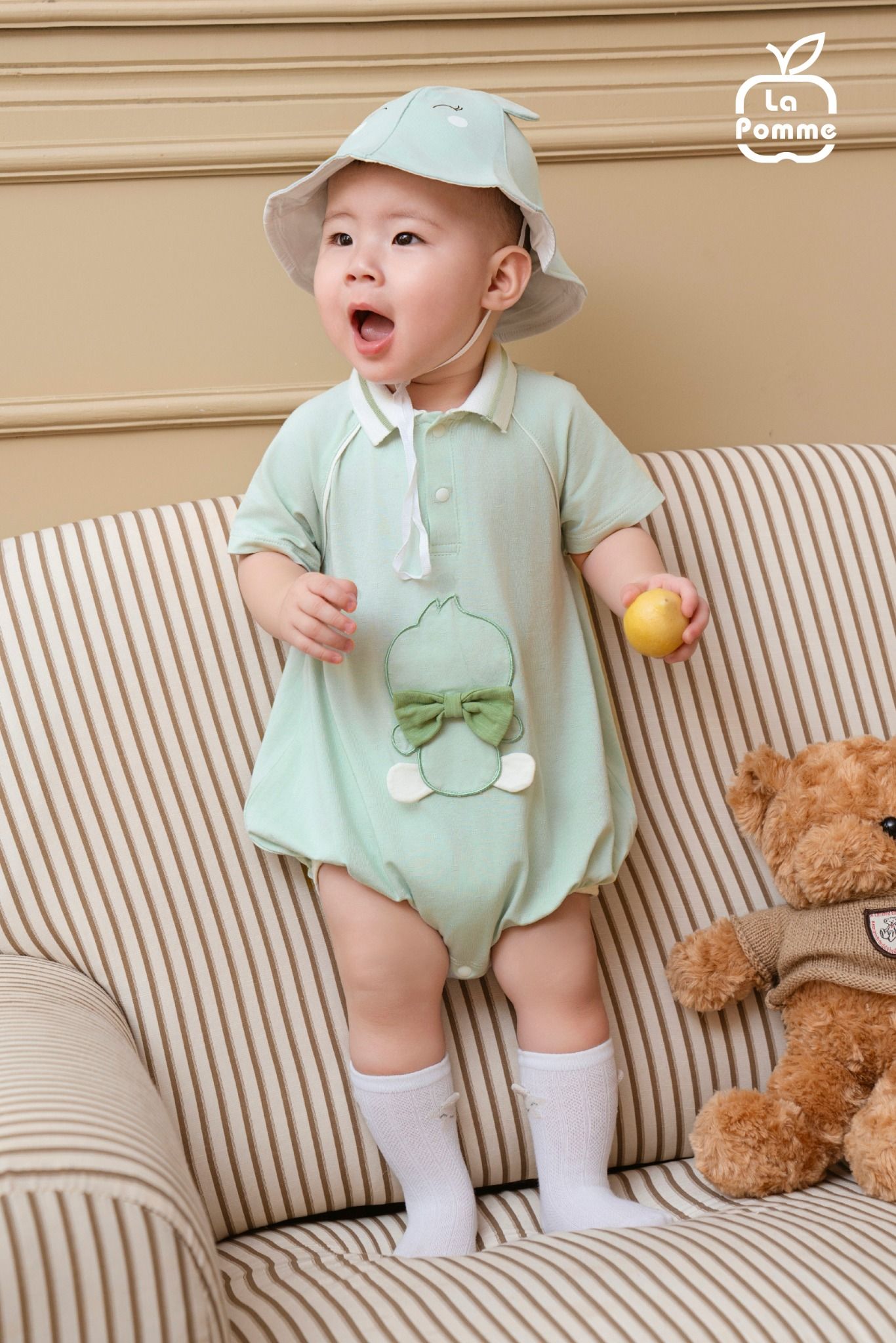 Body cộc tay La Pomme Thỏ nơ dễ thương