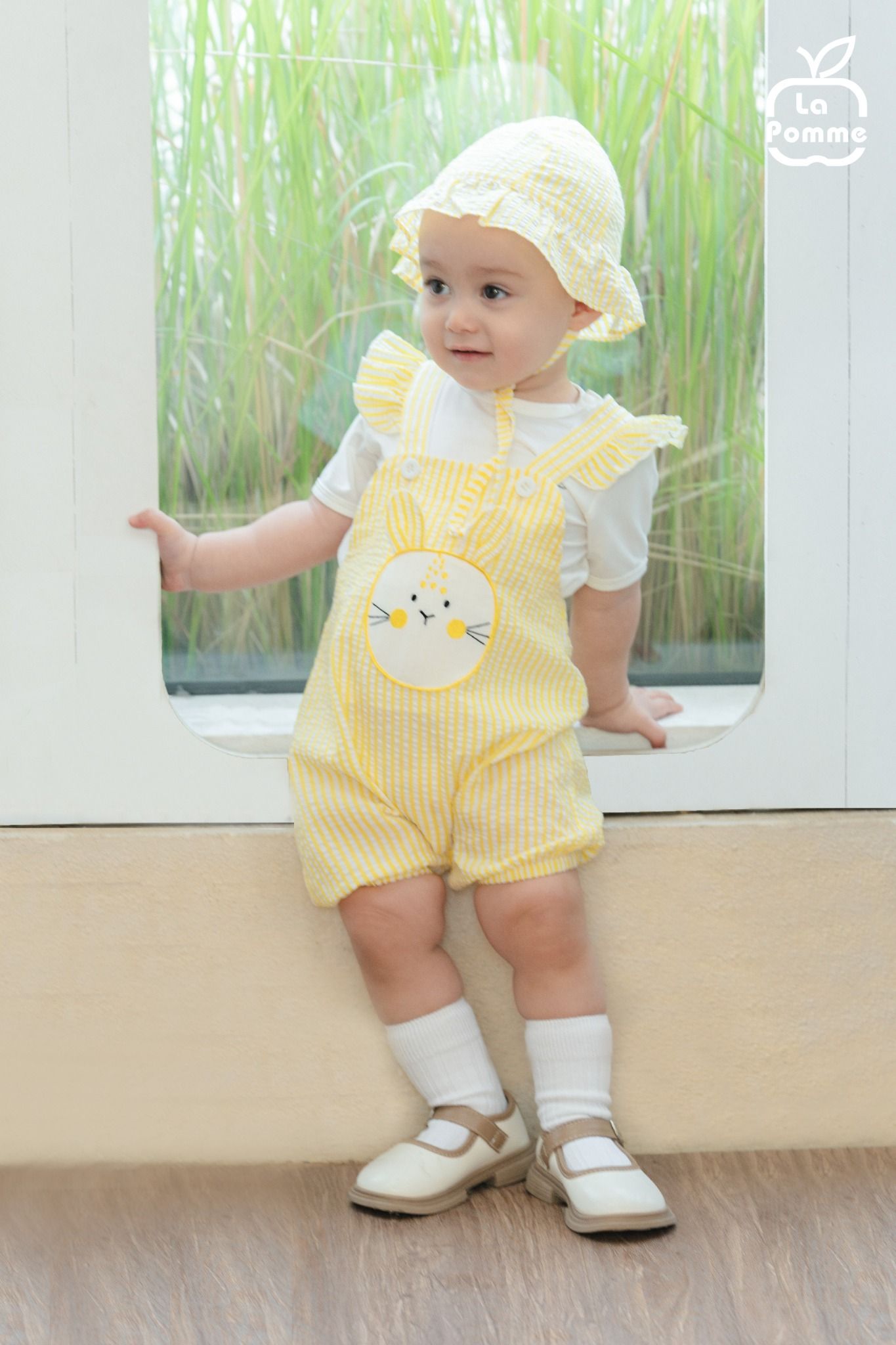 Bộ yếm rời kèm áo cộc tay La Pomme Thỏ Con Nhí Nhảnh