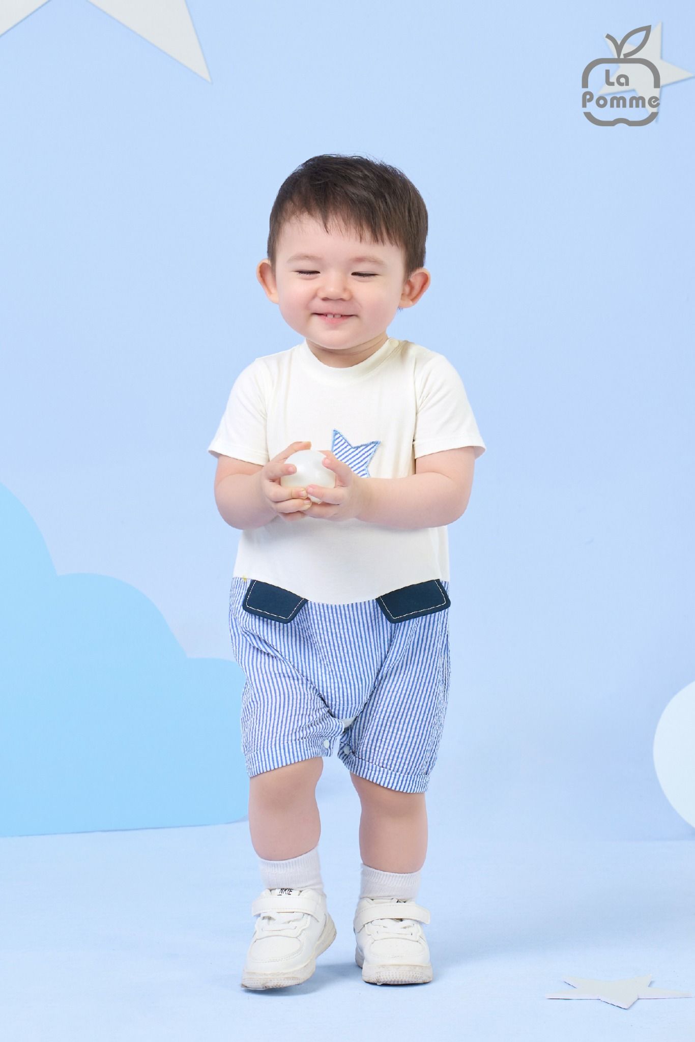 Bộ body liền cộc tay La Pomme in hoạ tiết