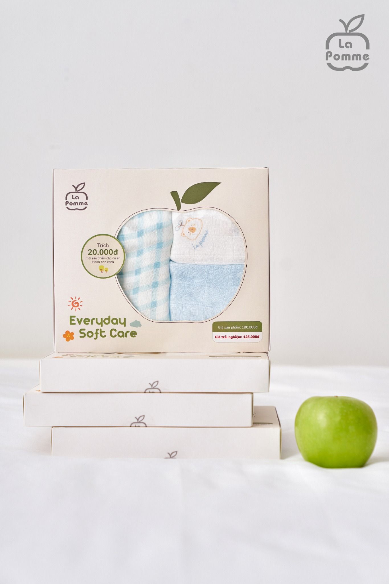 Hộp trải nghiệm 3 khăn sợi tre lụa La Pomme Everyday Soft Care