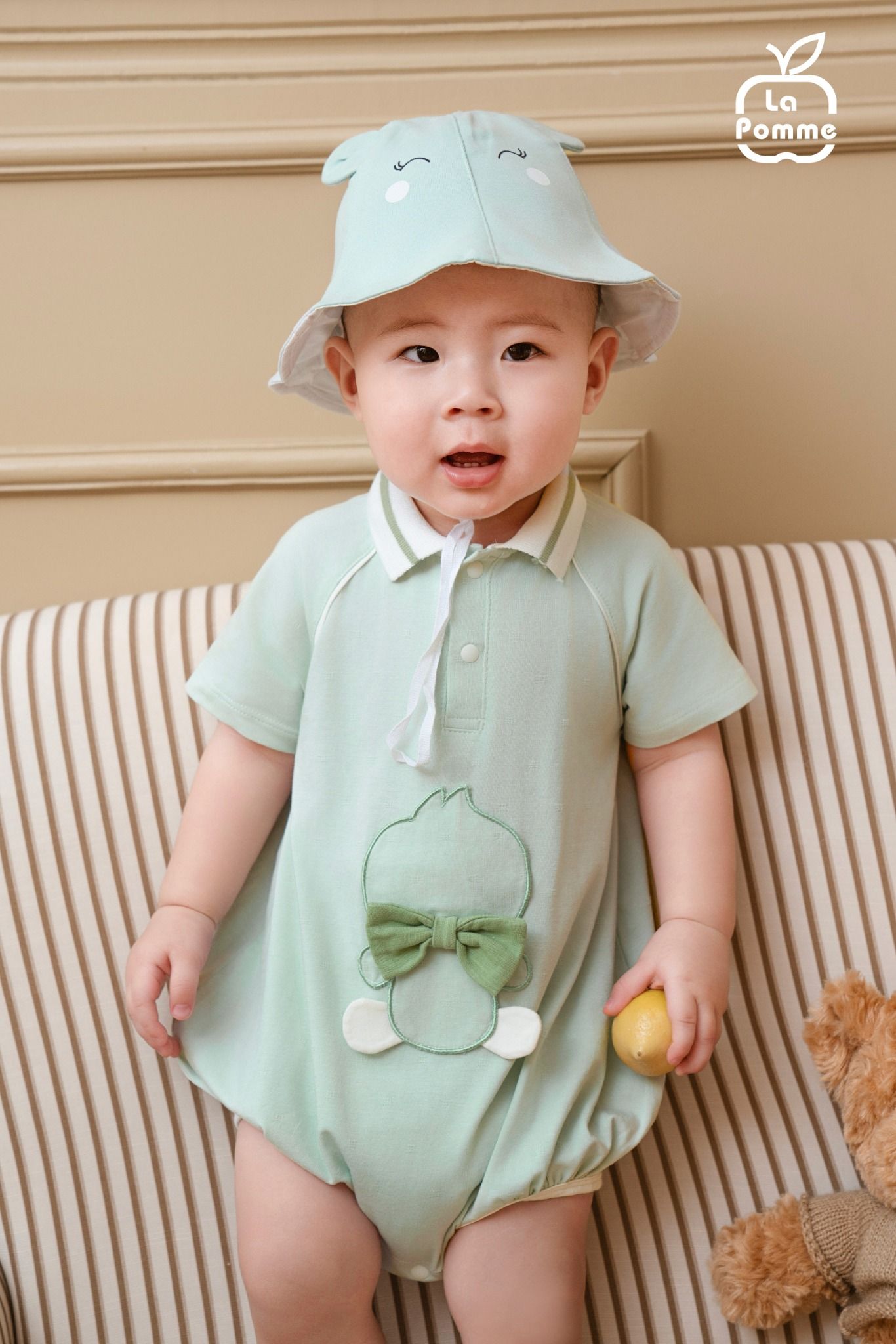 Body cộc tay La Pomme Thỏ nơ dễ thương