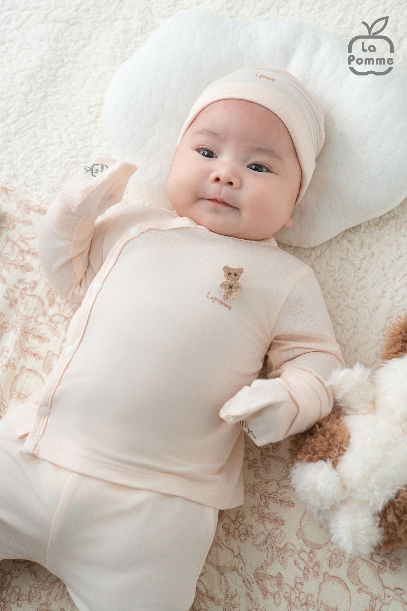 Set bao tay bao chân sơ sinh La Pomme Người bạn êm mềm - Hồng