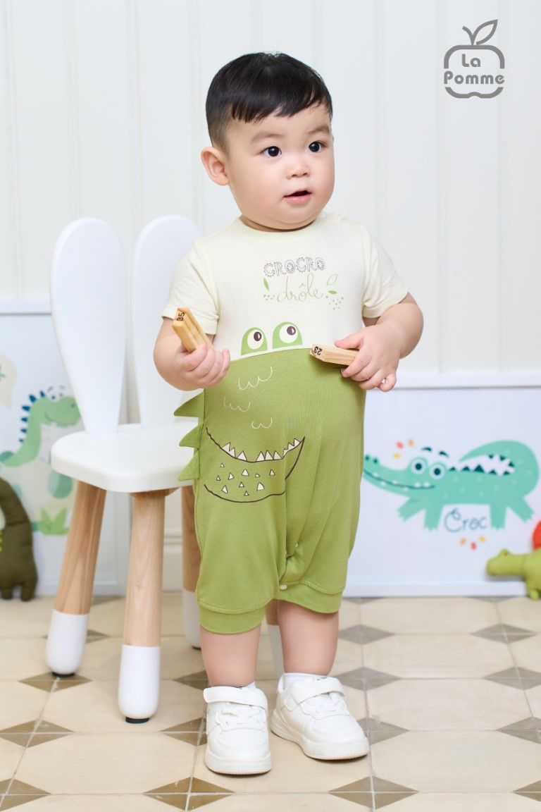 Bộ body liền cộc tay La Pomme Khủng long tinh nghịch