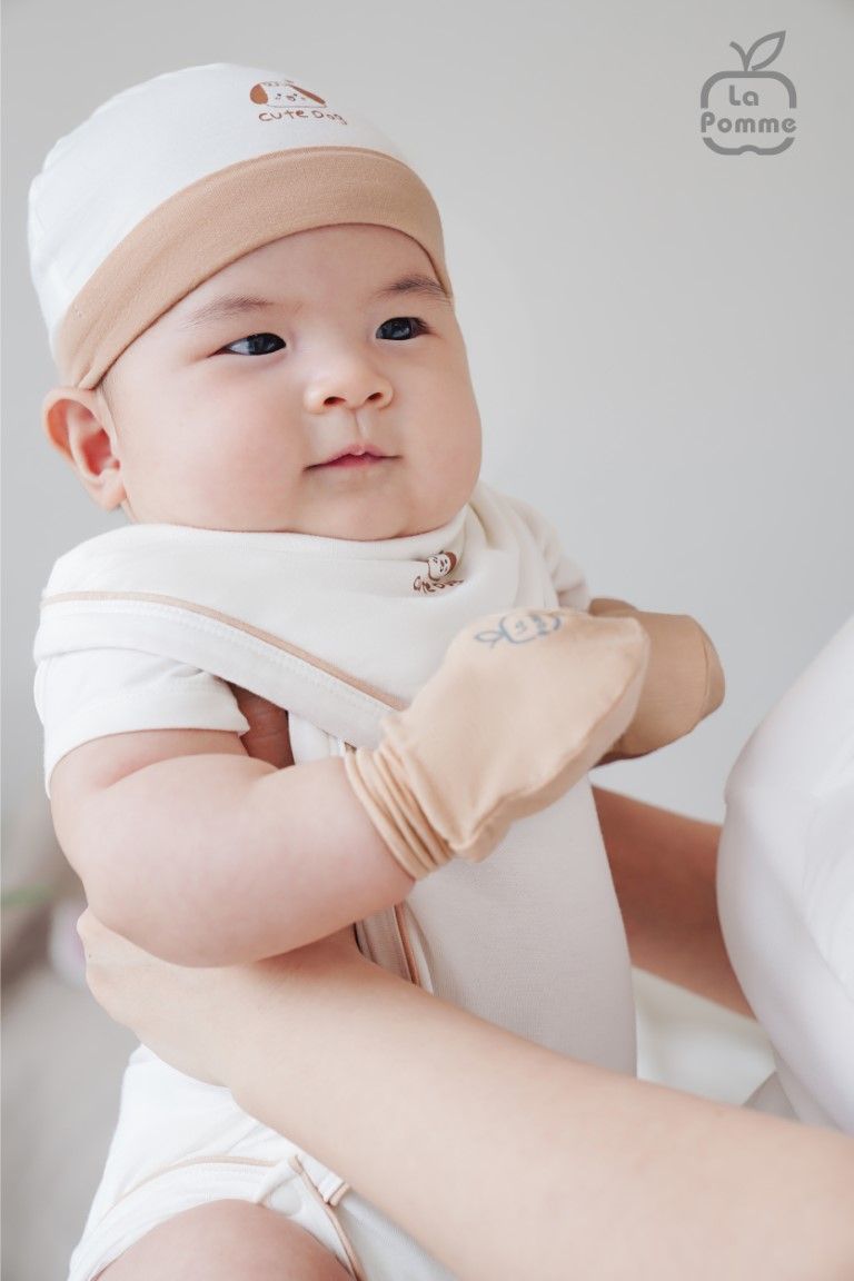Body chip cộc tay La Pomme baby kisses - Nâu