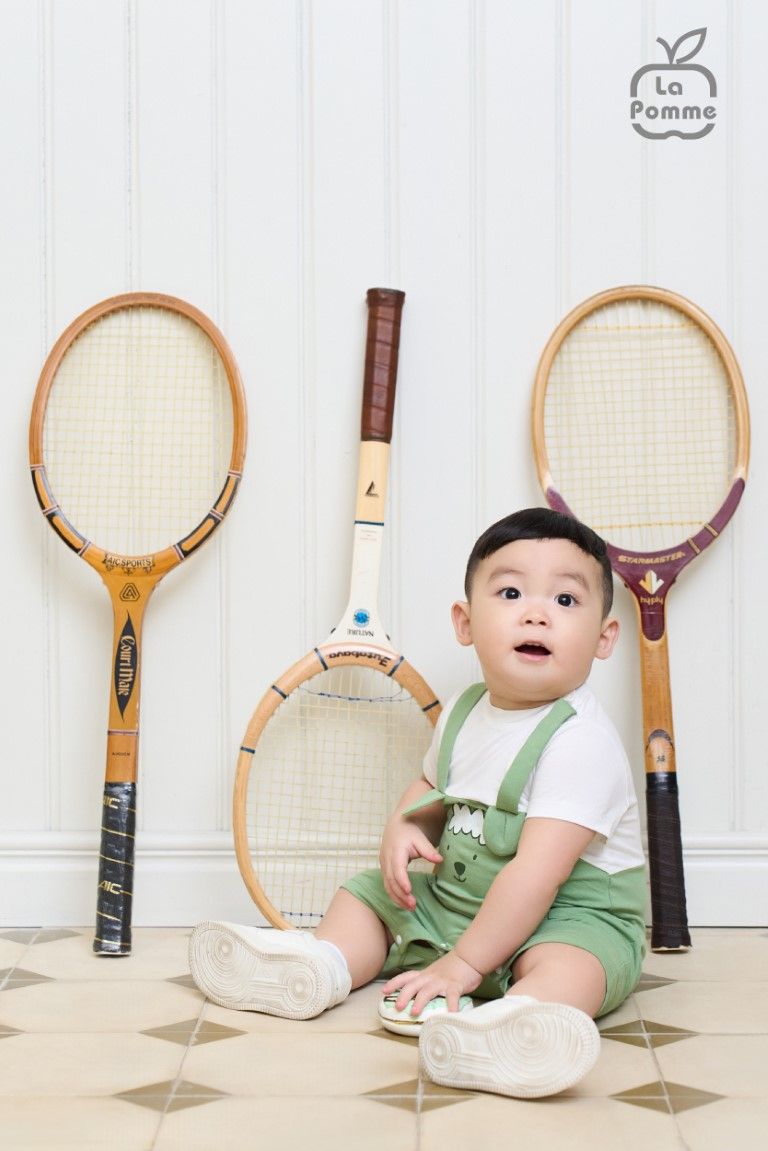 Bộ yếm liền cộc tay La Pomme tai rời đáng yêu