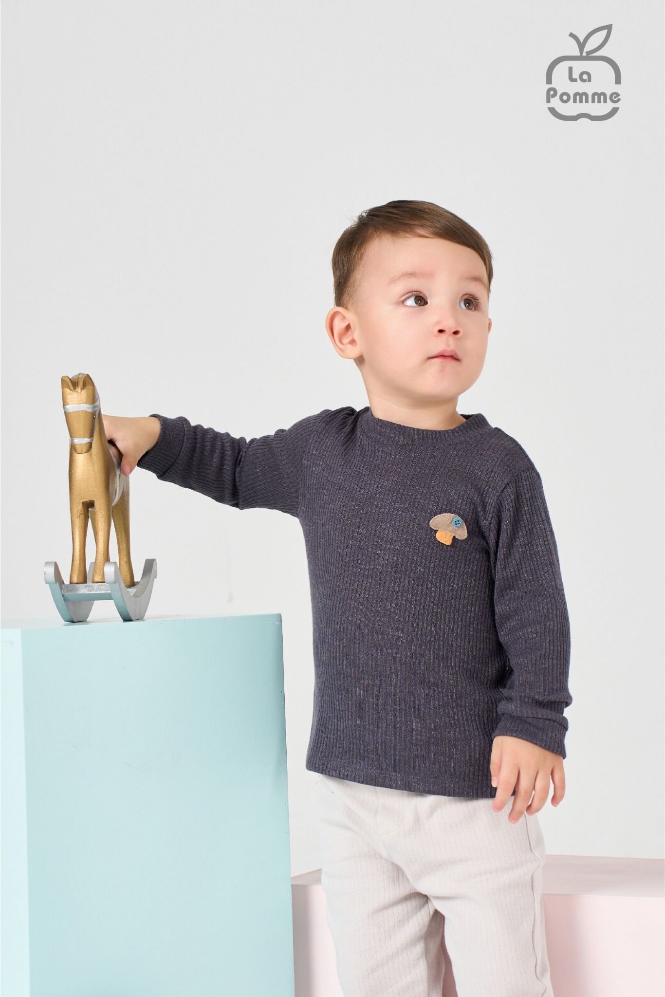 Áo Cổ 3cm La Pomme len gân
