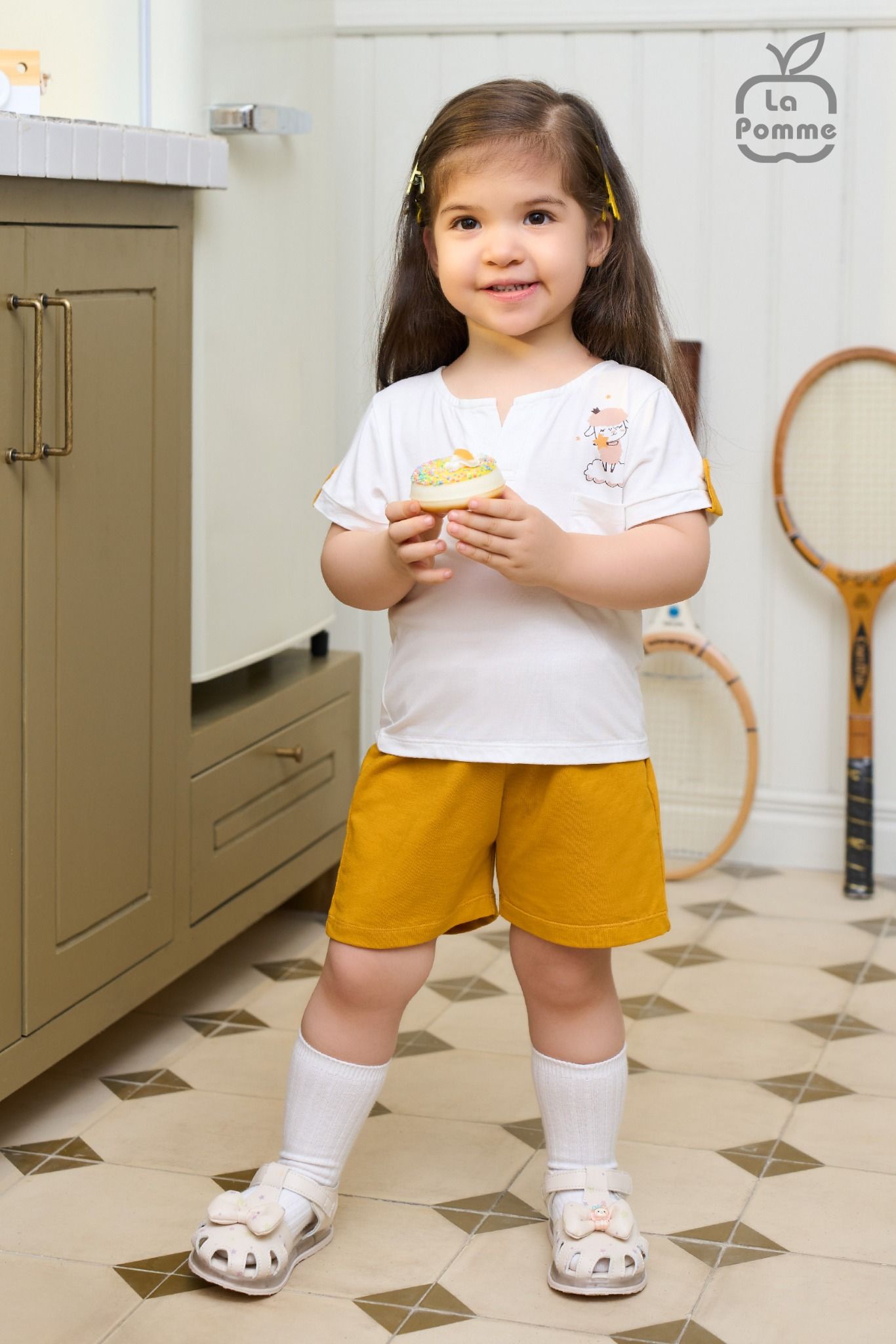 Bộ cộc tay La Pomme hoạ tiết gập gấu năng động