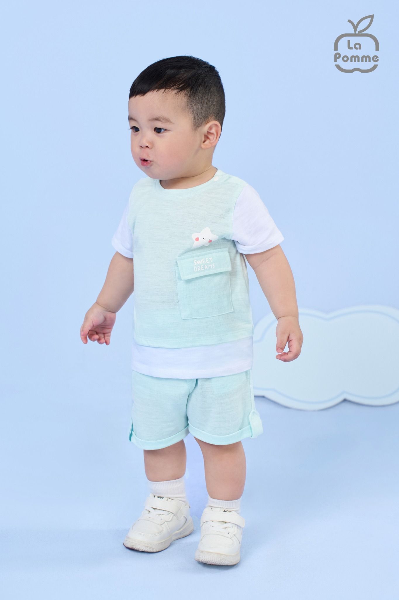 Bộ cộc tay La Pomme Giấc mơ ngọt ngào - Xanh