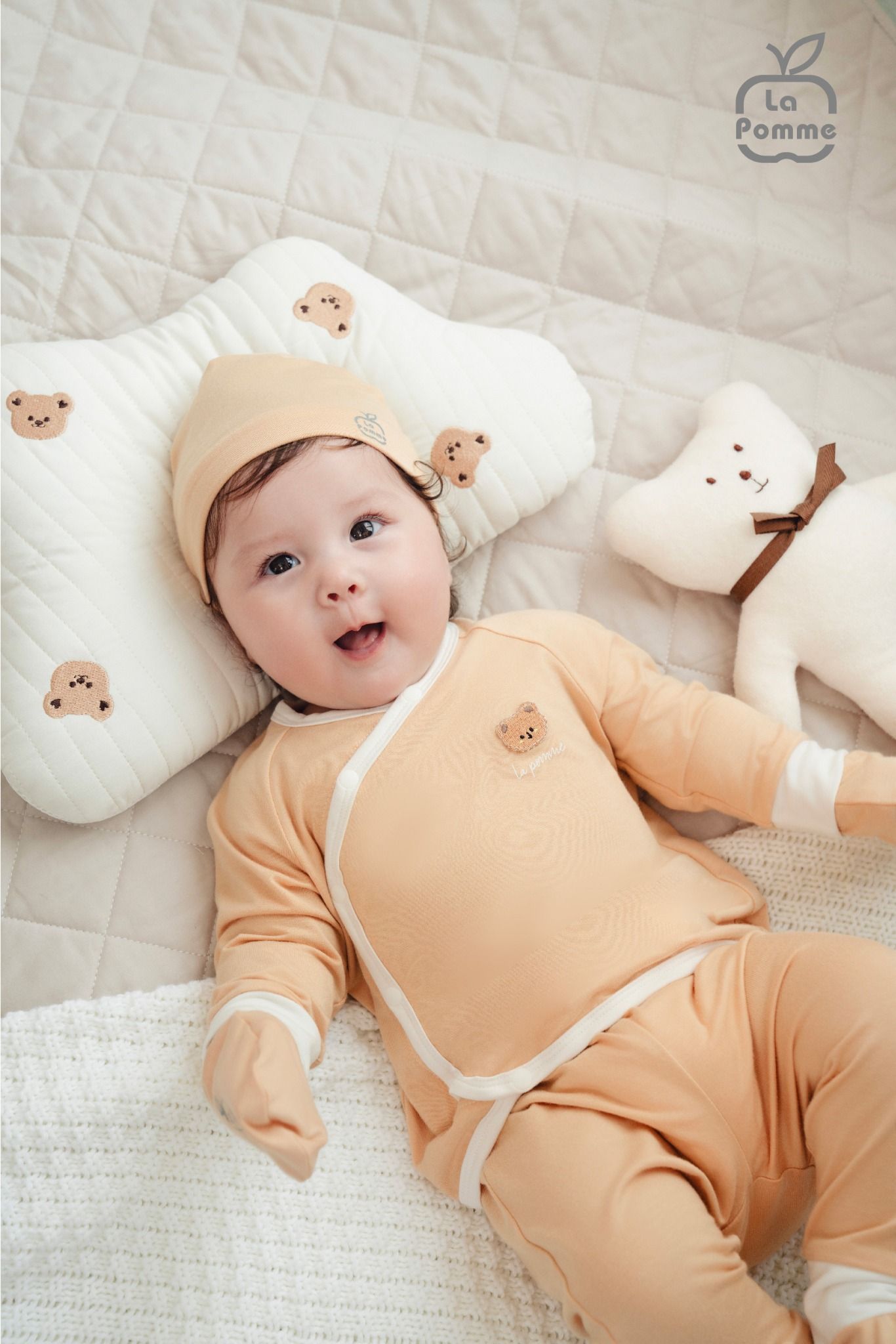 Bộ dài tay La Pomme cúc lệch hoạ tiết